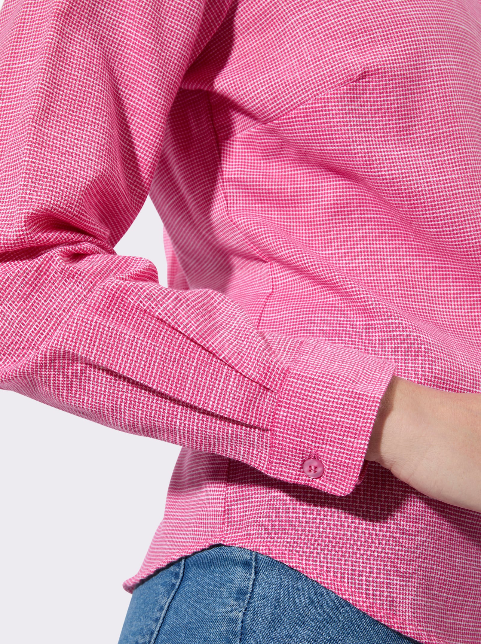 Langarmbluse mit Karo-Muster - pink-ecru-kariert