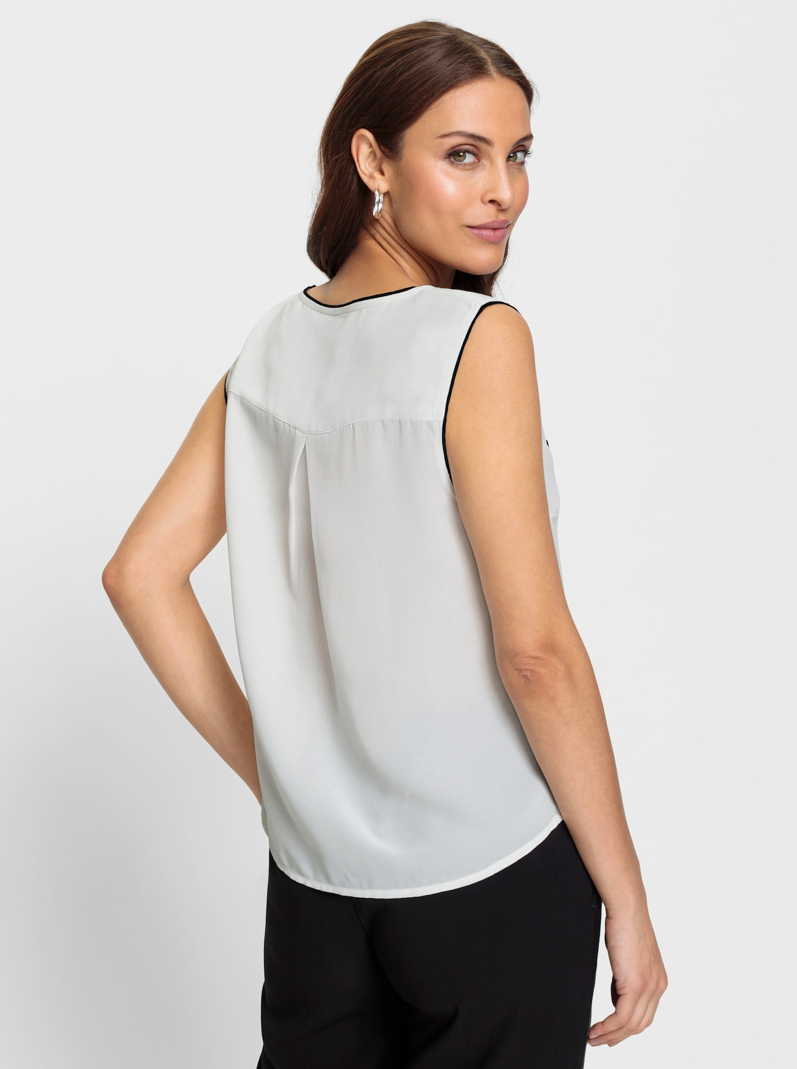 Blusentop mit Falte unterhalb der Rückenpasse - weiss