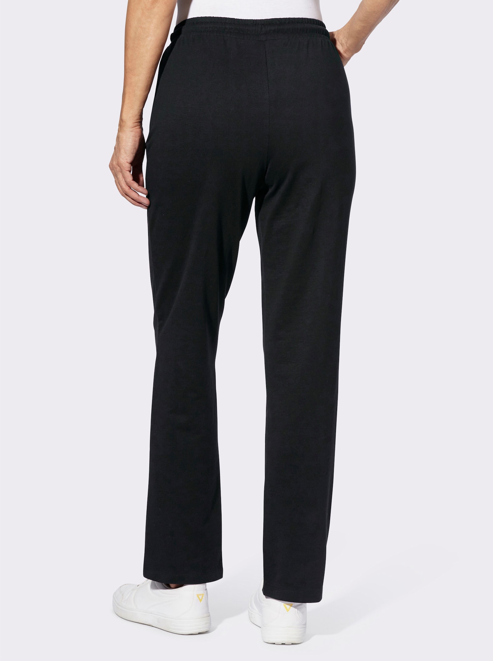 Vrijetijdsbroek met tunnelkoord - zwart/smaragdgroen