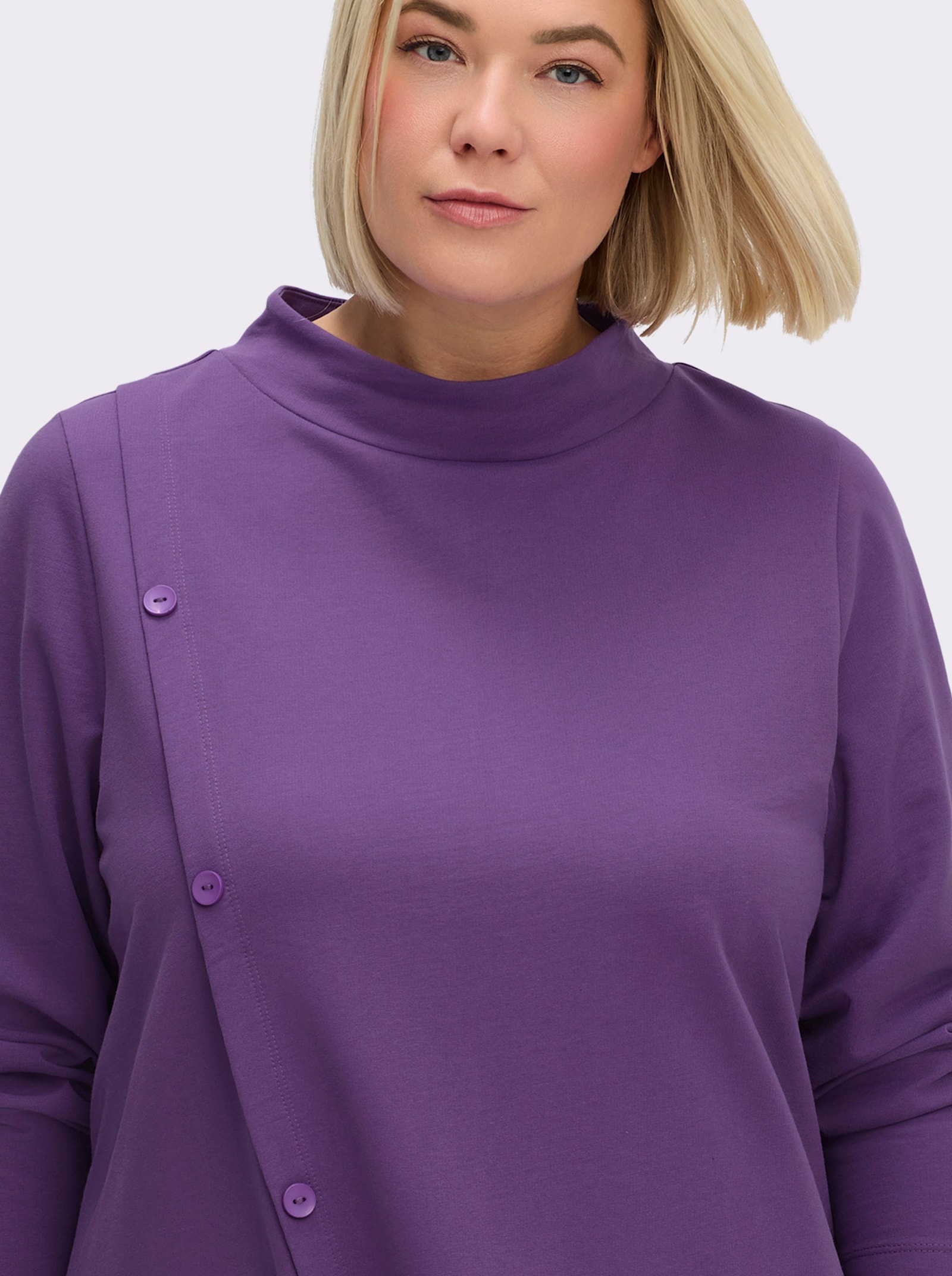 sheego Sweatshirt in Wickeloptik - lila