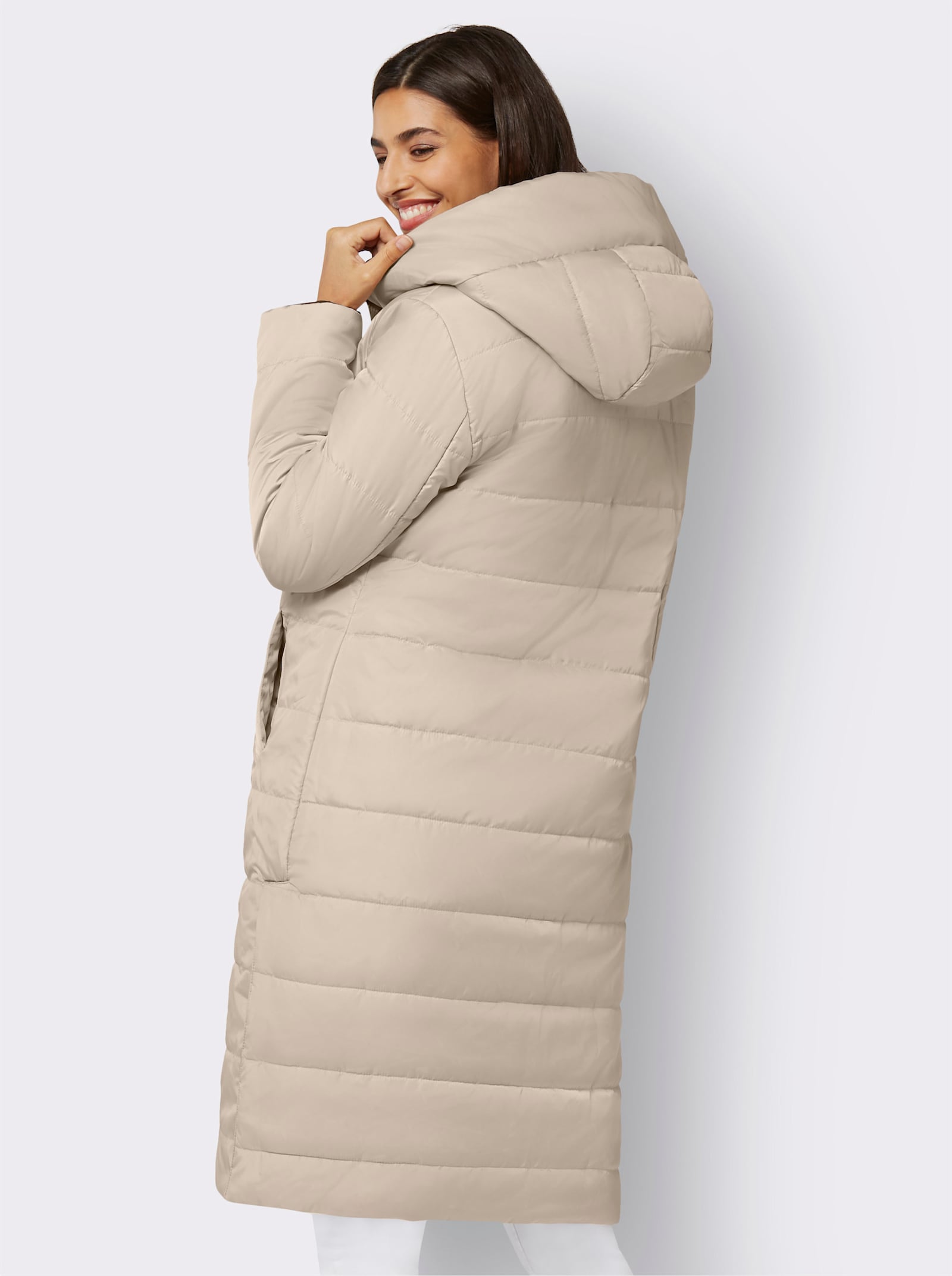 Steppmantel zum Wenden, wattiert - marine-beige