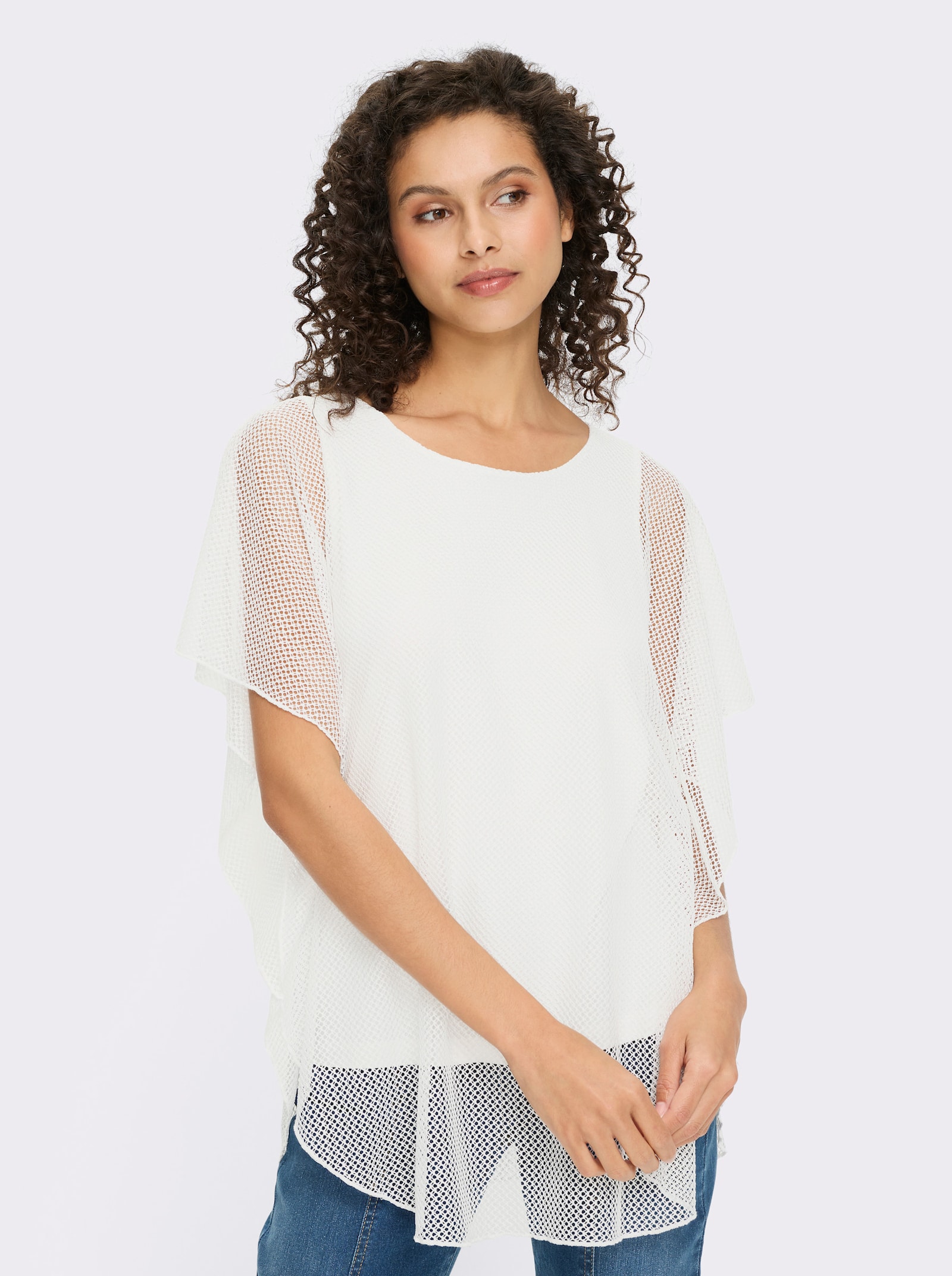 heine Kurzarmshirt im Poncho-Stil - ecru