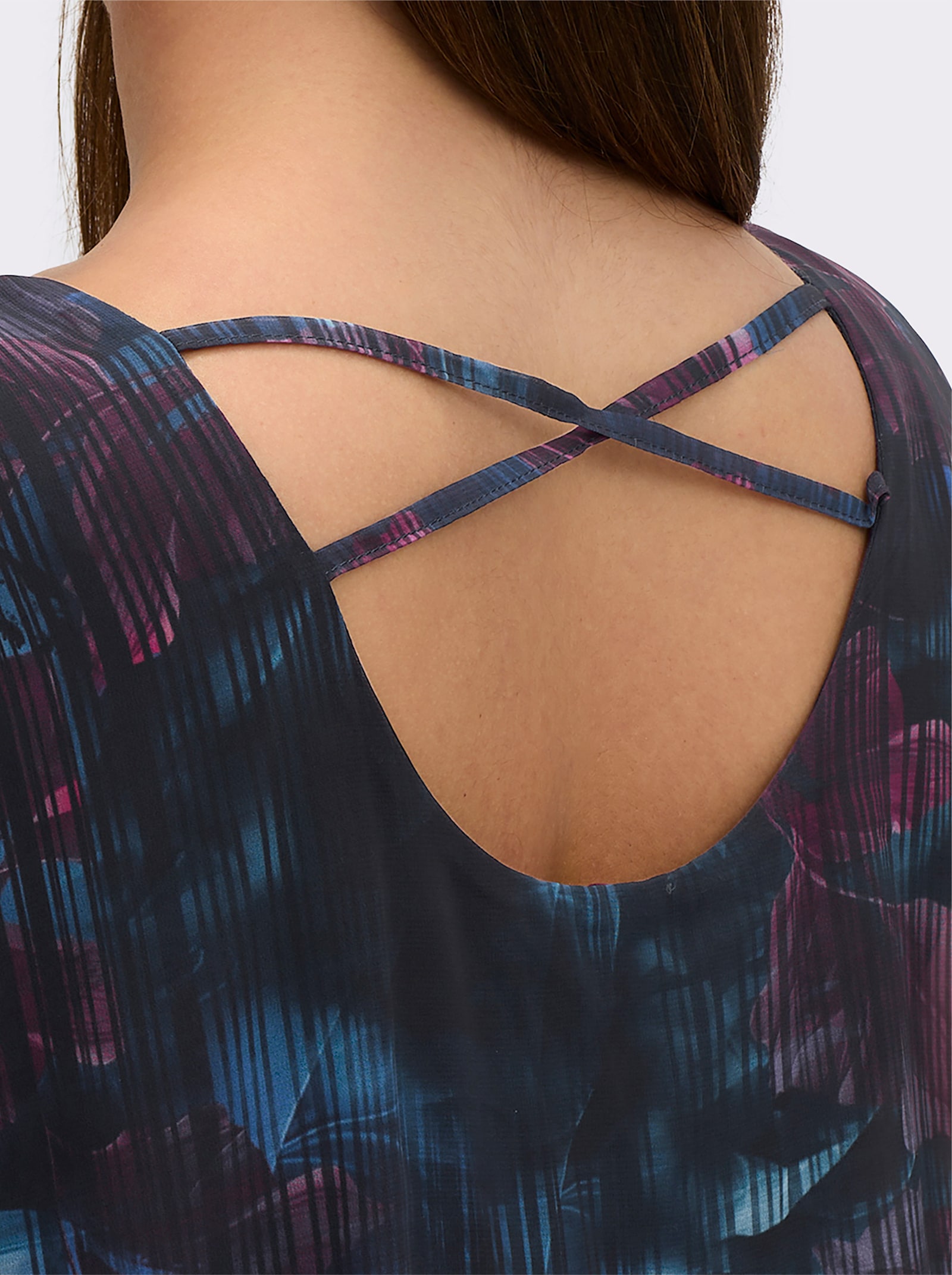 sheego Tunika in Cape-Optik, mit Jersey-Top - tiefblau-bedruckt