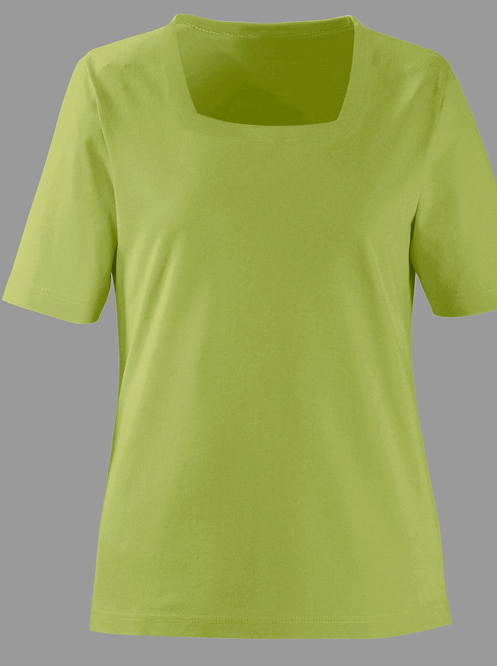 Kurzarmshirt mit Karree-Ausschnitt - pistazie
