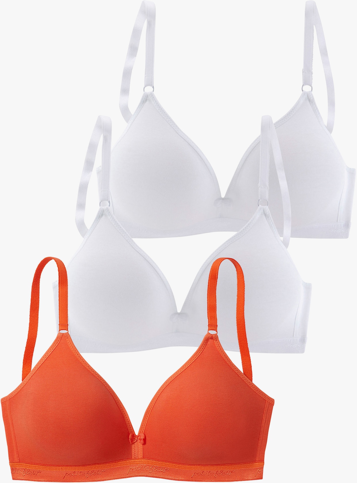 petite fleur Soutien-gorge Bralette - 2x blanc + 1x mandarine