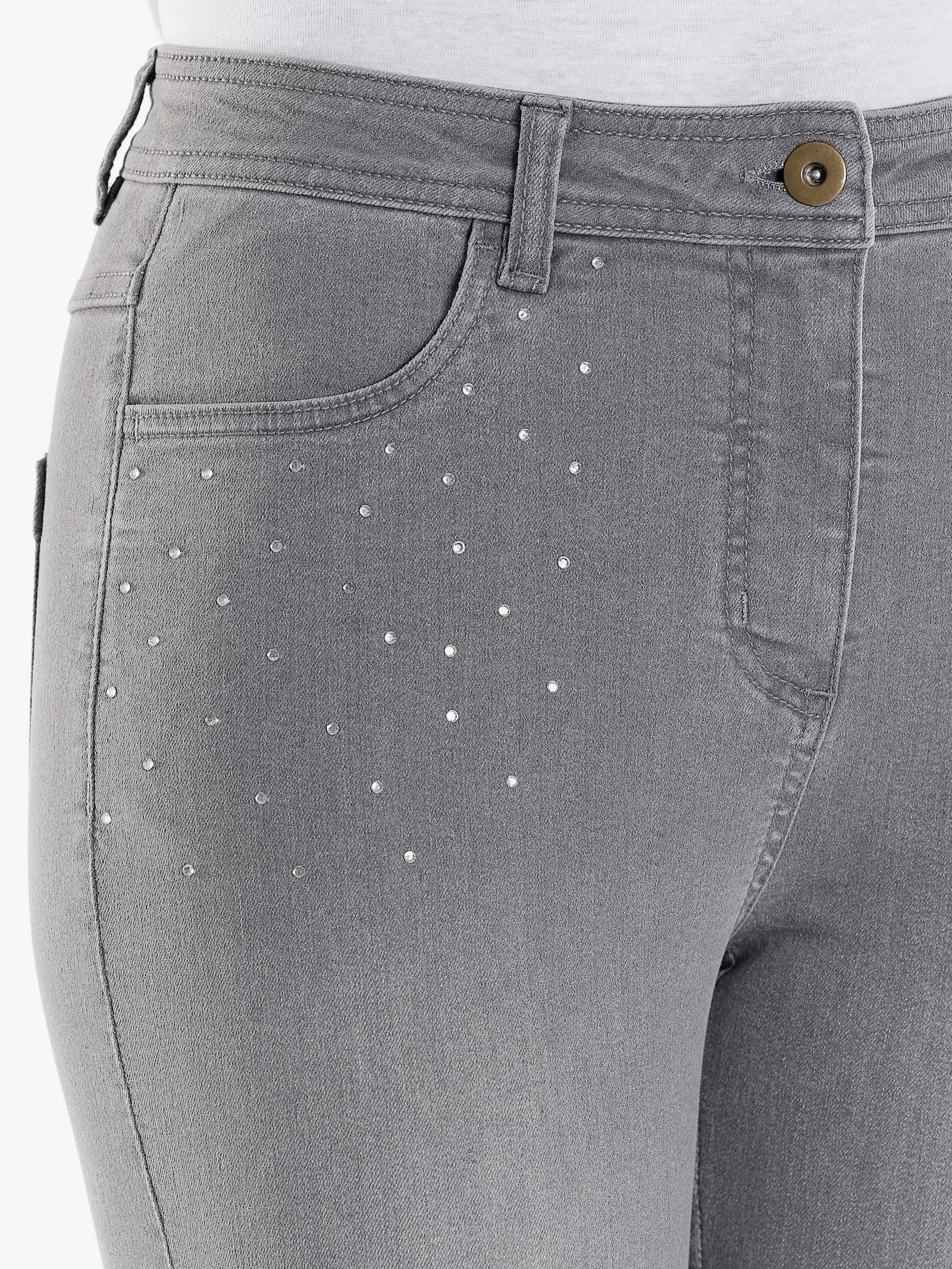 Džínsy s trblietavými kamienkami - Sivá džínsovina