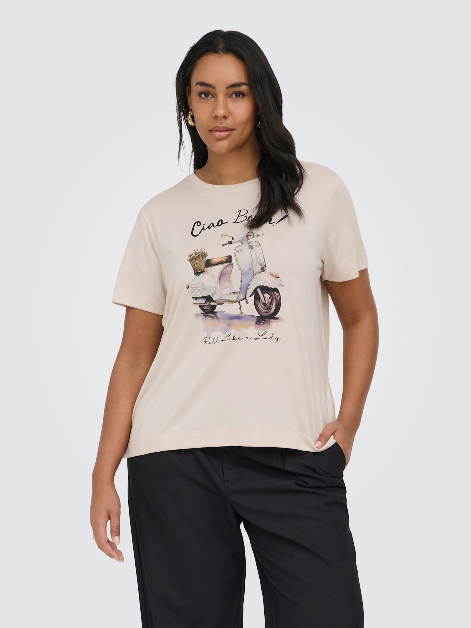 ONLY CARMAKOMA T-Shirt - oatmeal print:scooter