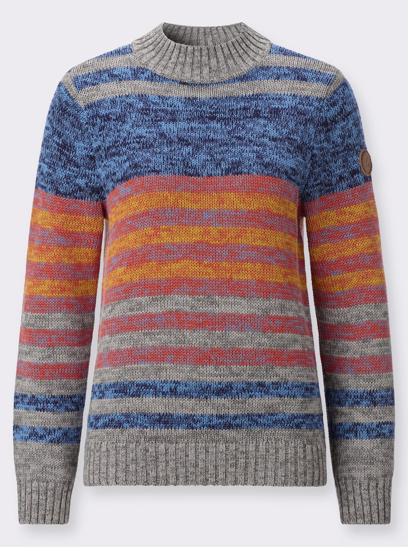 Langarm-Pullover mit Ringeln und Blockstreifen - marine-terra-geringelt