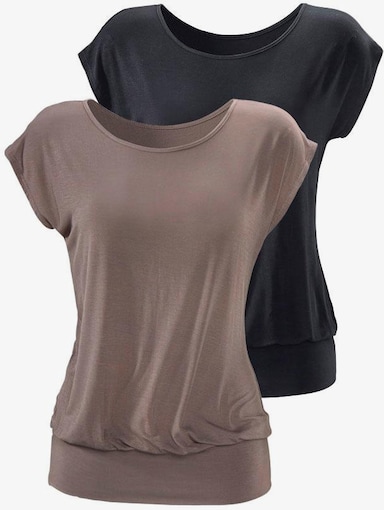 LASCANA Longshirt - taupe, schwarz