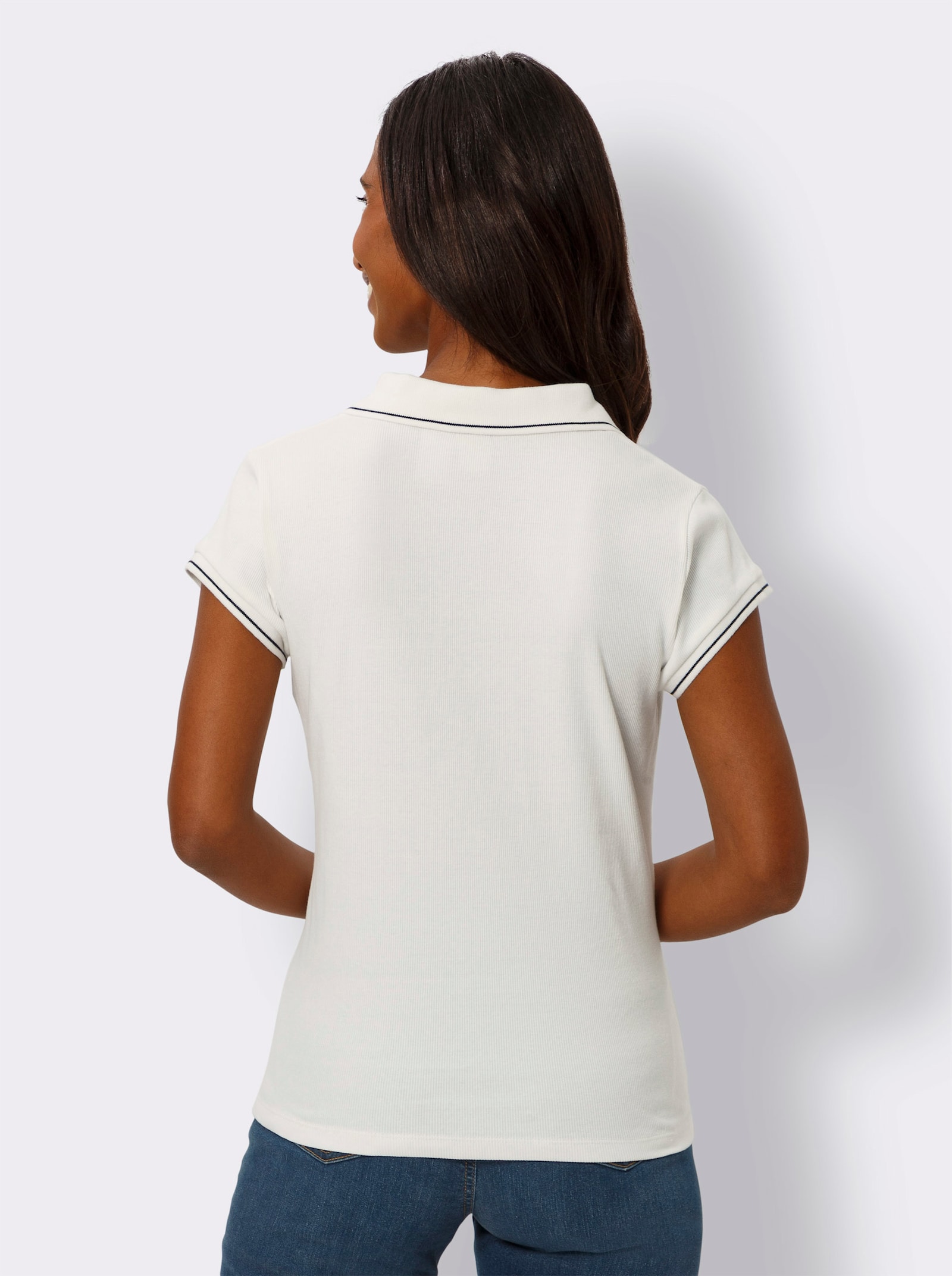 heine Poloshirt mit Ripp-Struktur - ecru