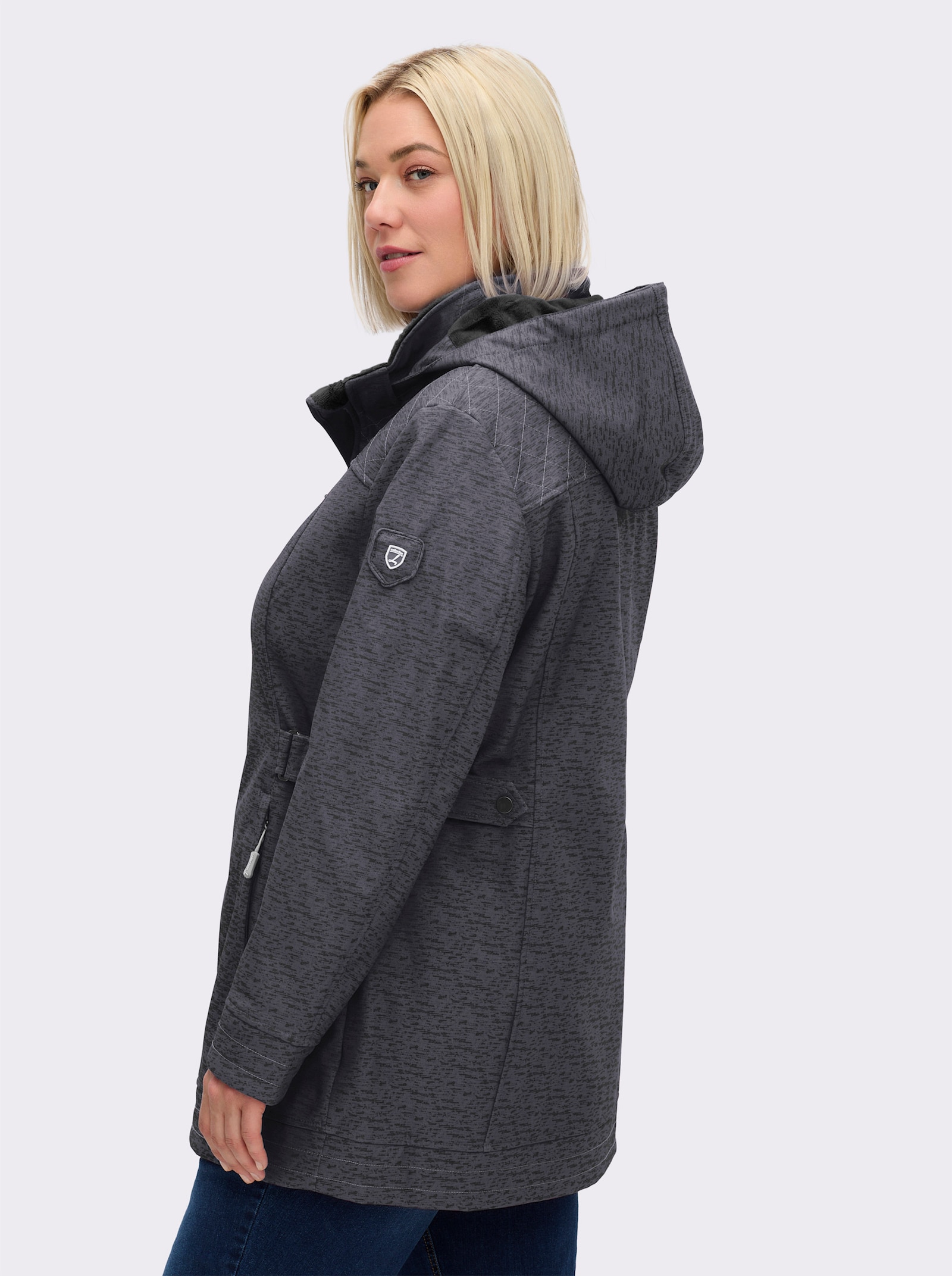 Softshelljacke gefüttert, wasserabweisend - dunkelgrau-meliert