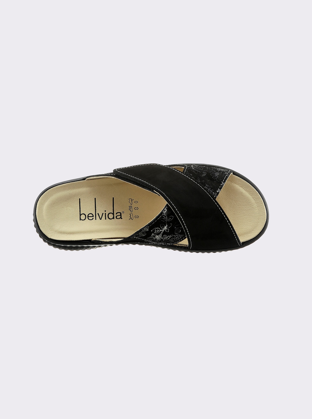 Belvida Slippers - zwart gedessineerd