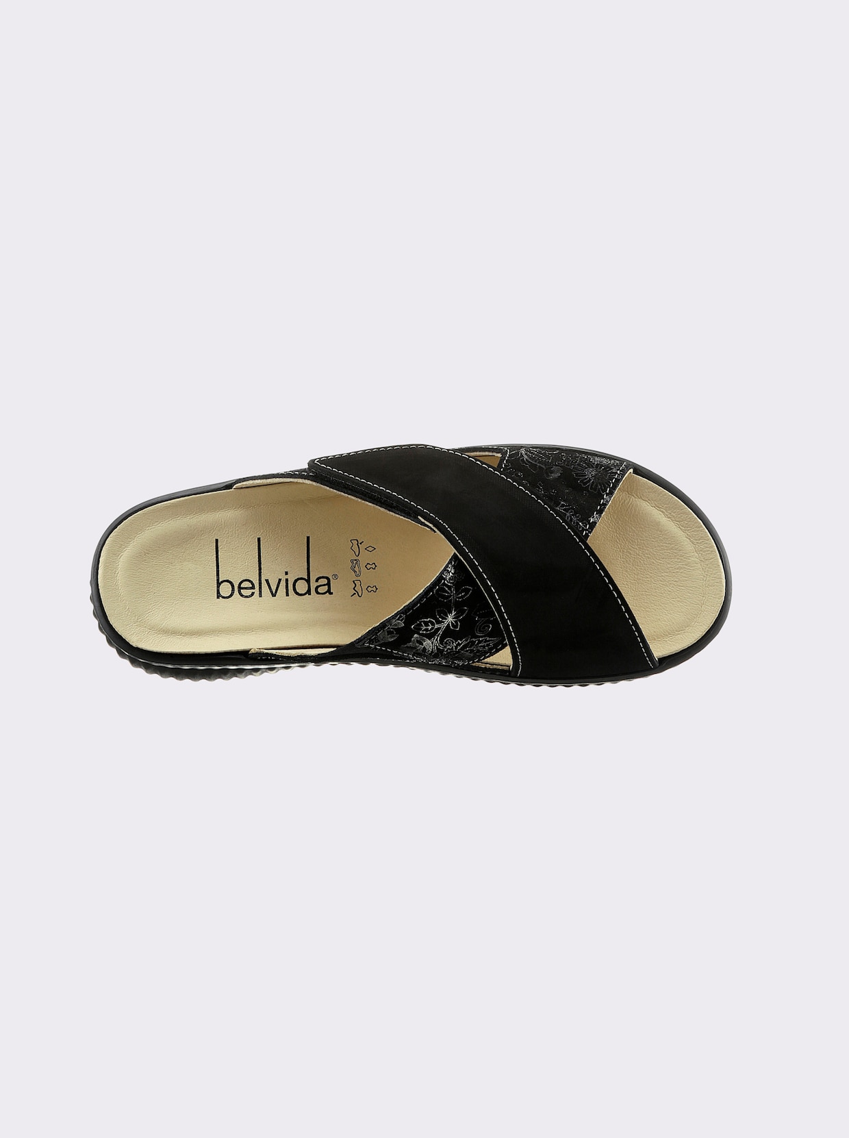 Belvida slippers - zwart gedessineerd