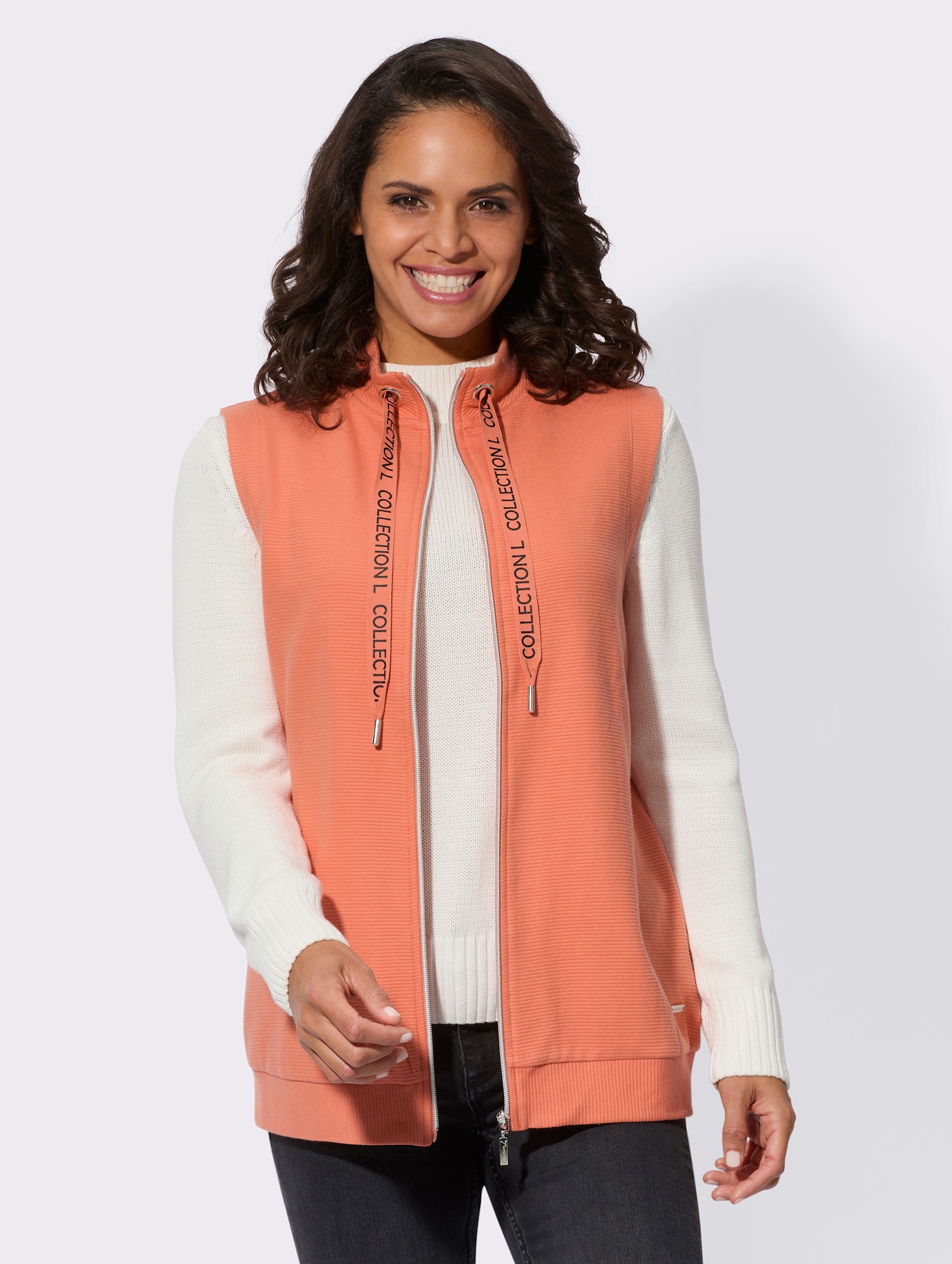 Shirtweste in Ripp-Optik - papaya