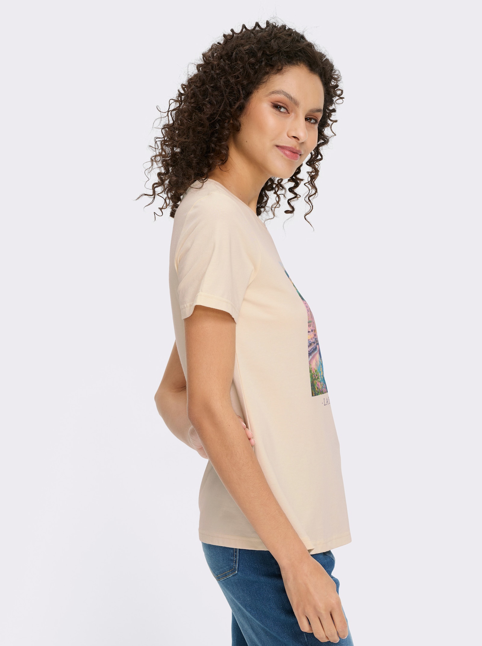 heine T-shirt à manches courtes avec imprimé feuille - couleur ivoire