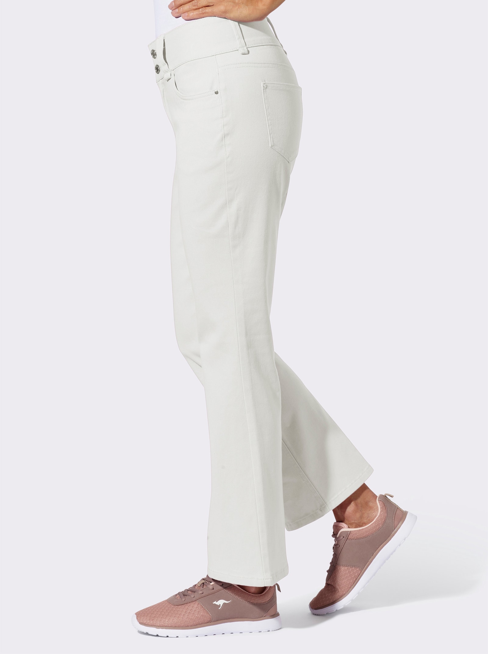 Bootcut-Jeans mit hoher Taille - weiß