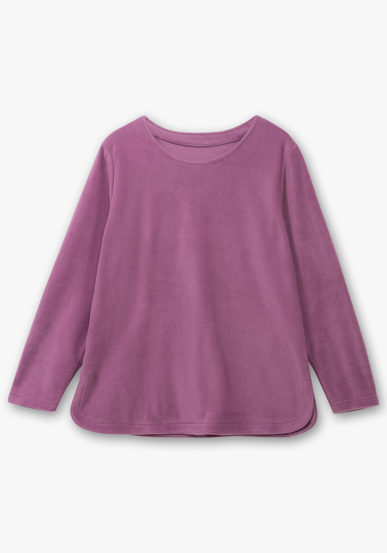 Fleeceshirt mit abgerundetem Saum - violett