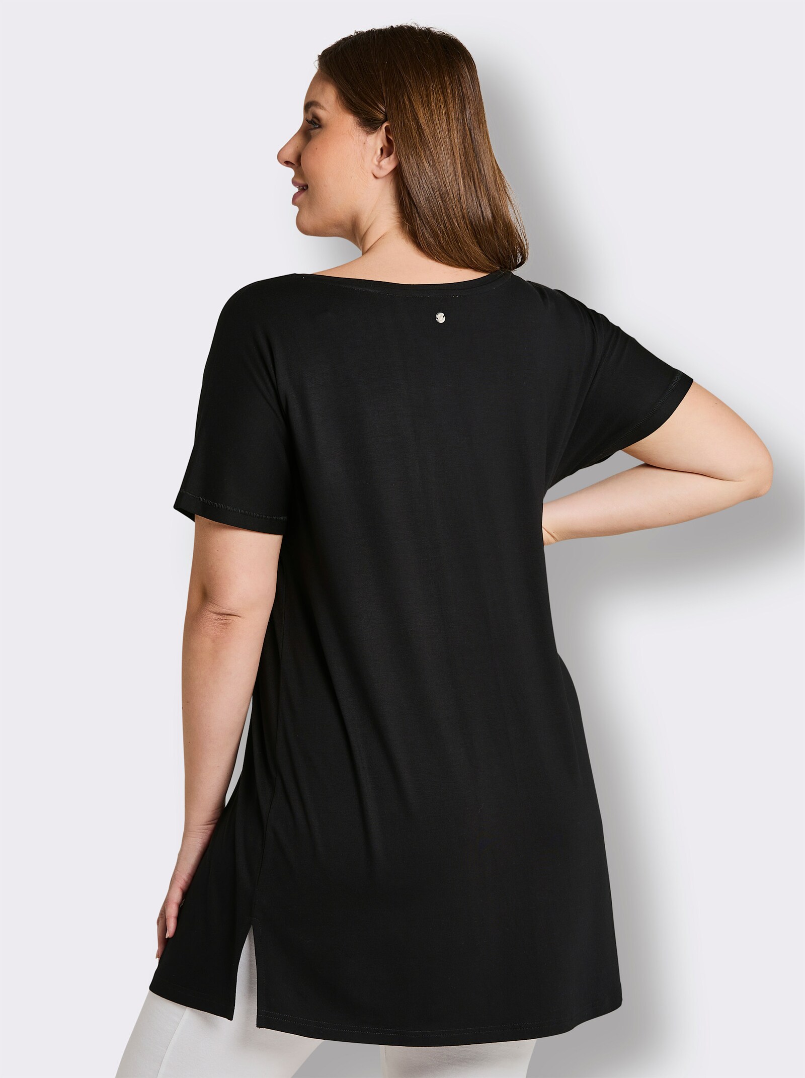 sheego Longshirt mit Ornament-Print - schwarz-sesam-bedruckt