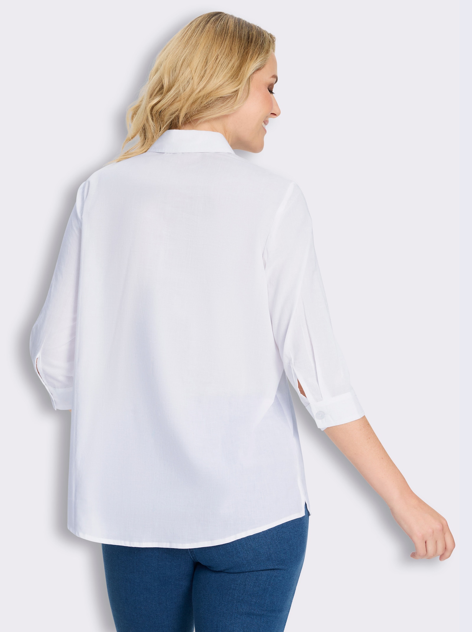 Longbluse mit Seitenschlitzen - ecru