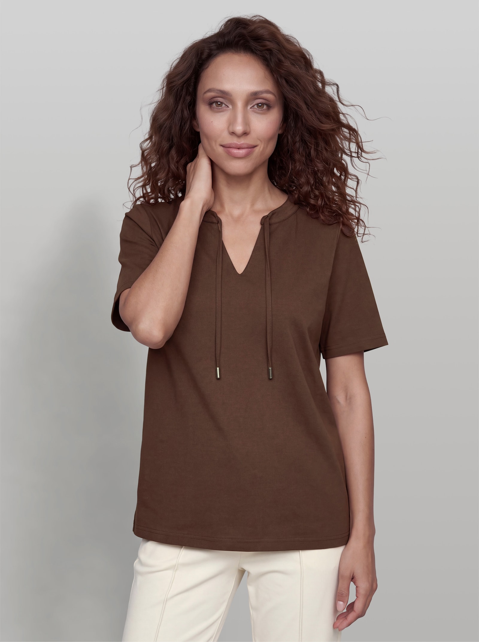 heine Shirt mit Bindeband - schoko