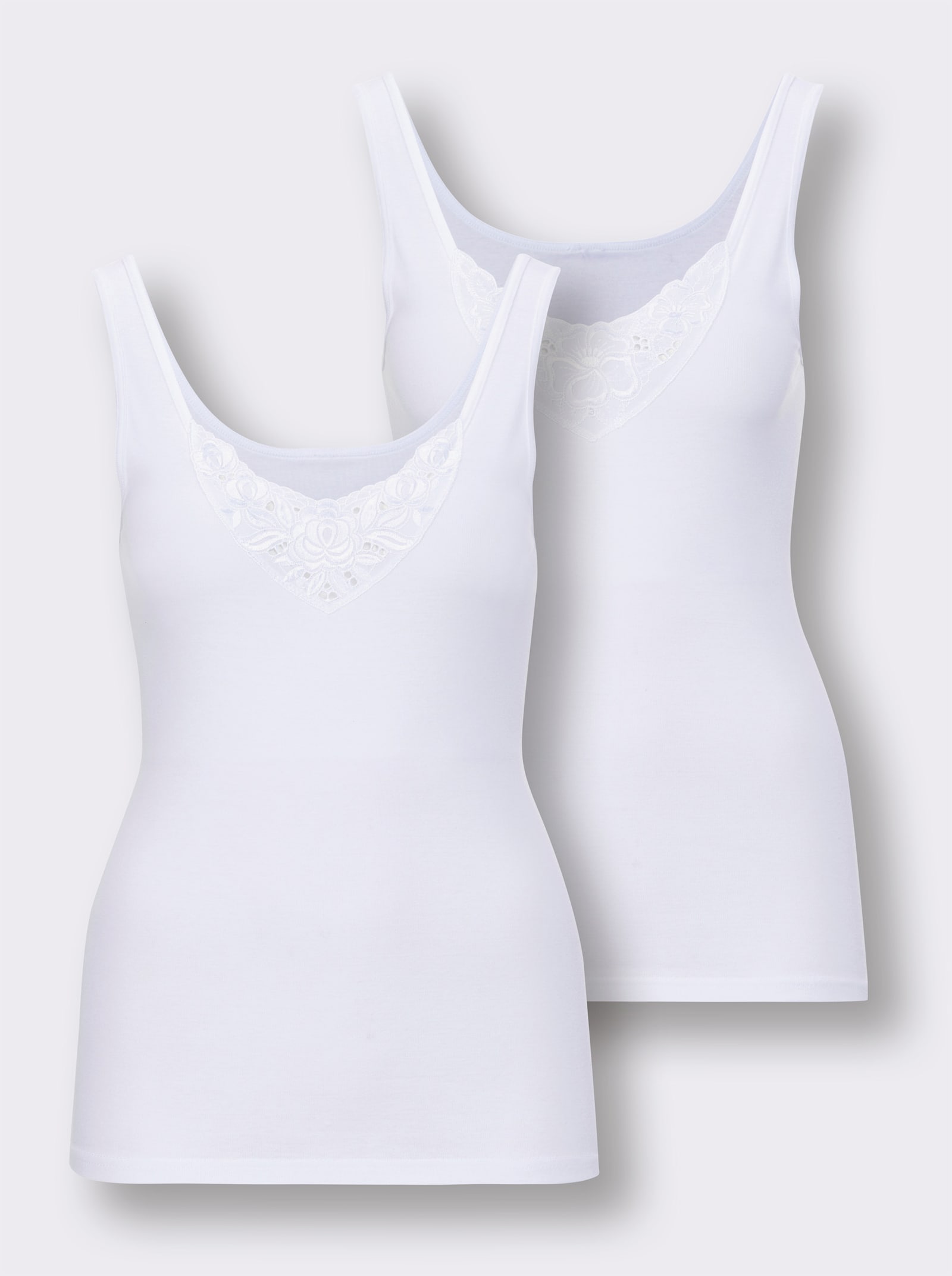 Achselhemd mit Spitze - weiß