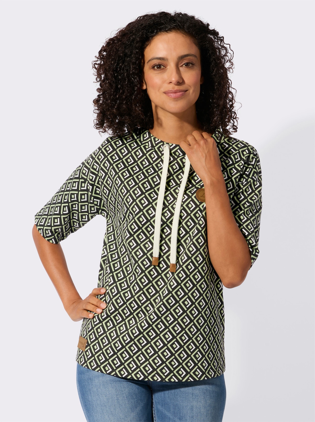 Sweatshirt im Druckmuster - pistazie-schwarz-gemustert