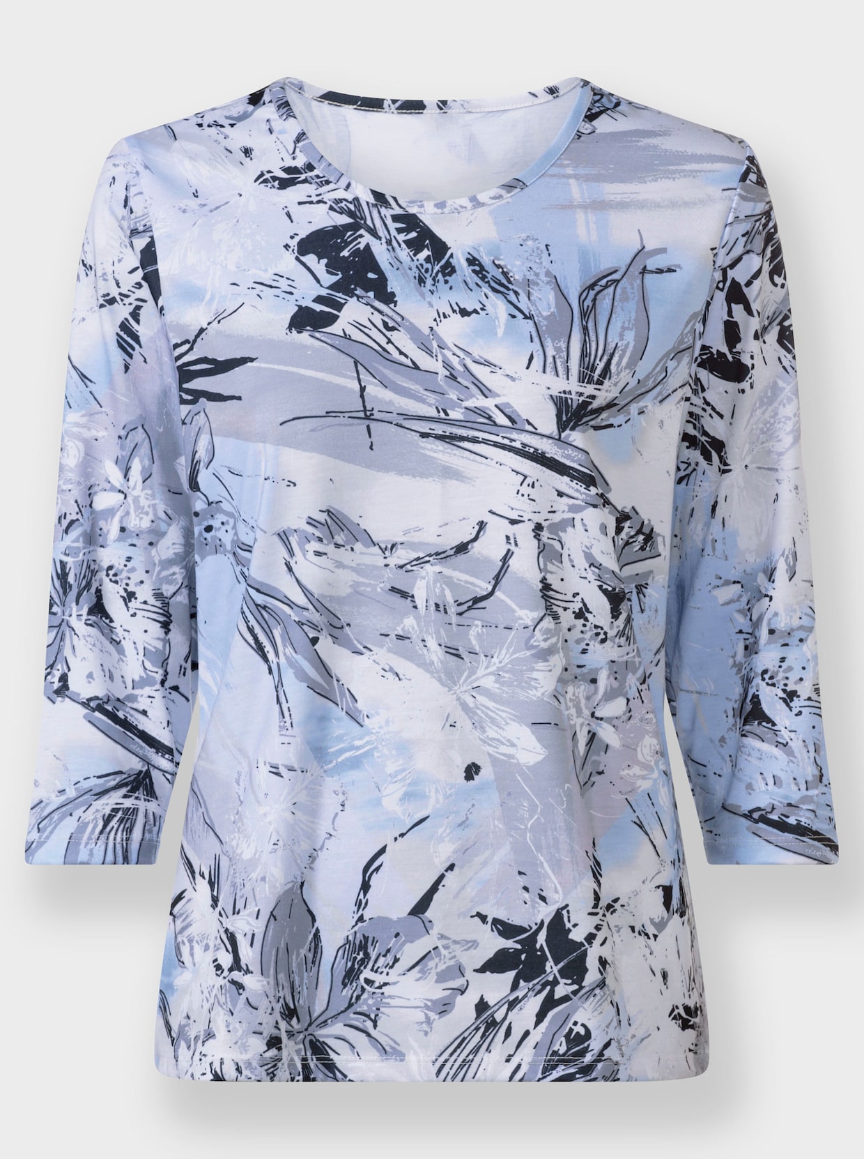 Shirt met 3/4-mouw - ijsblauw/grijs bedrukt