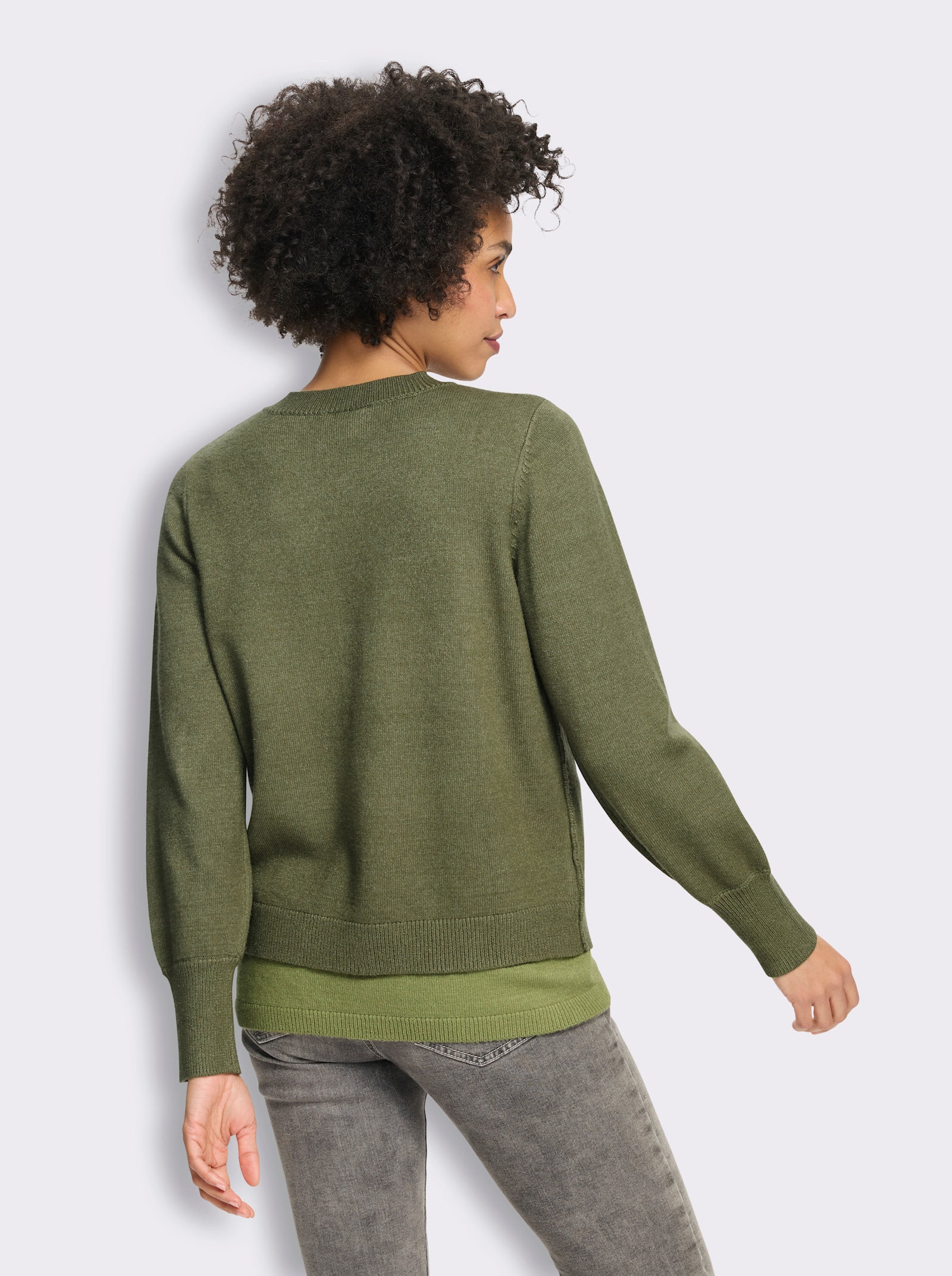heine Strickjacke in 2-in-in-Optik - khaki-schilf-meliert