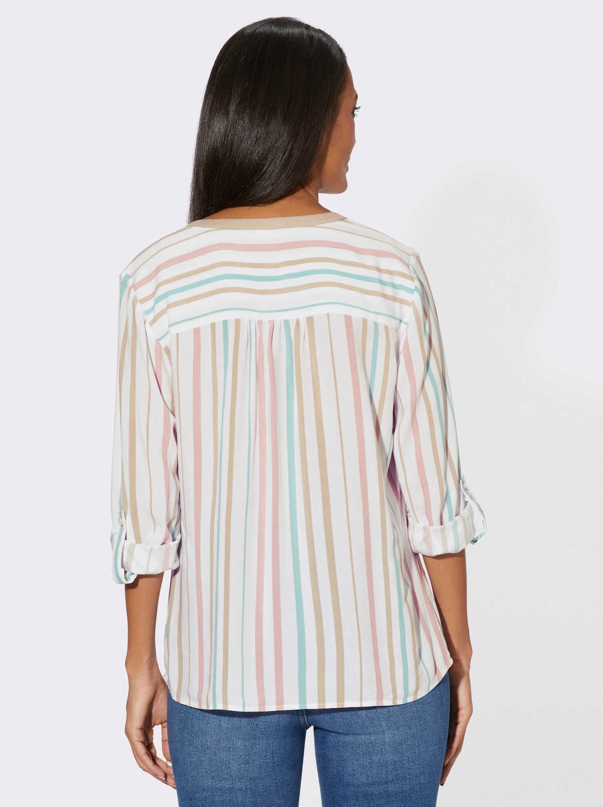 Comfortabele blouse - ecru/beige gestreept