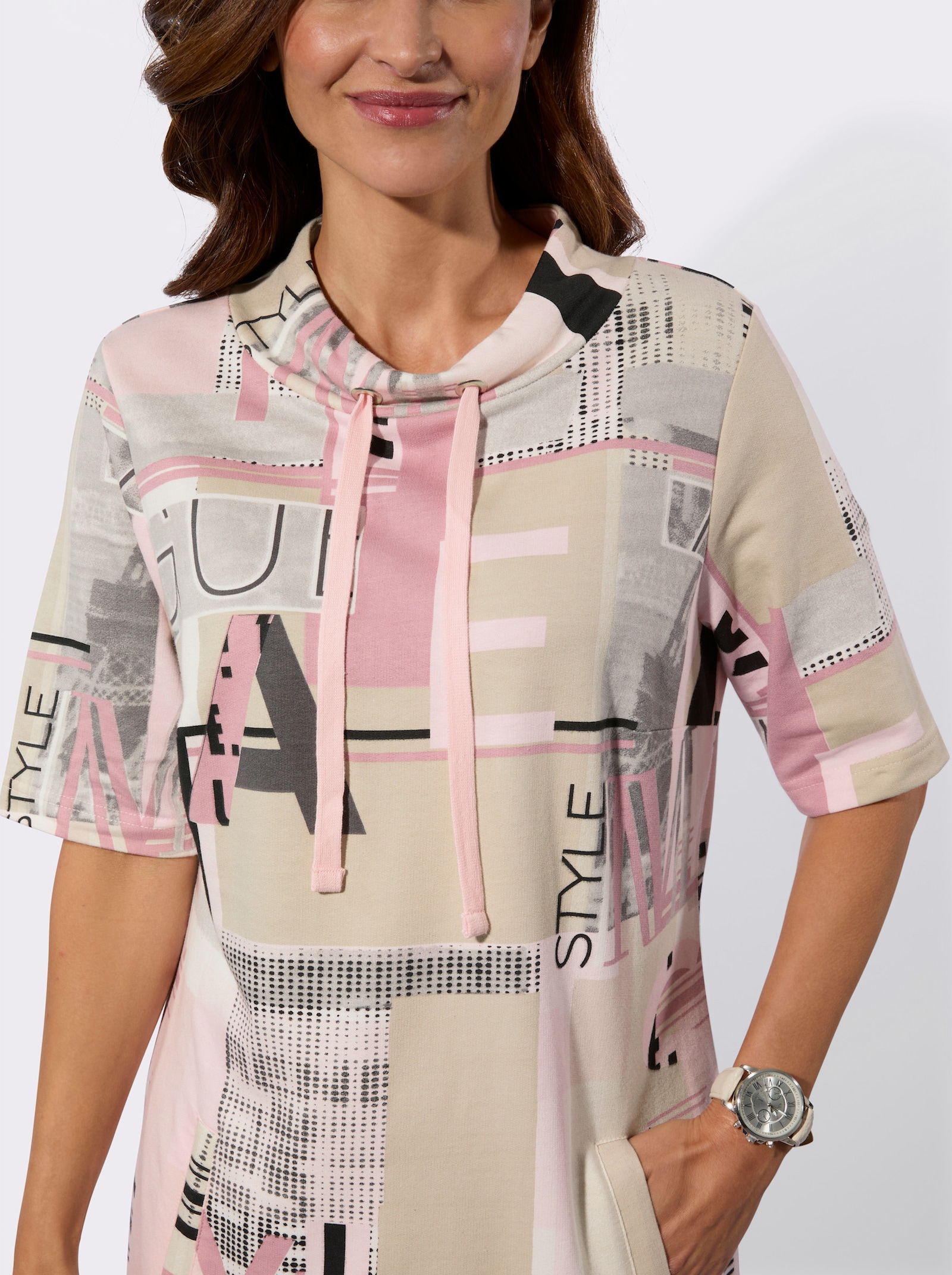 Jerseykleid mit Lettering-Print - hortensie-sand-bedruckt