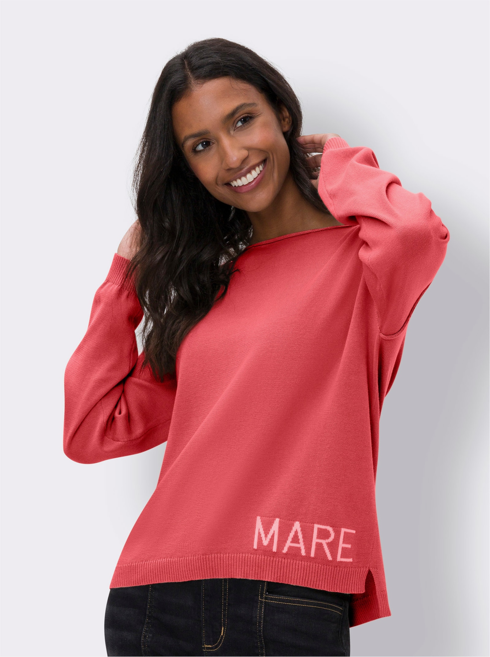 heine Baumwollpullover mit Seitenschlitzen - grapefruit