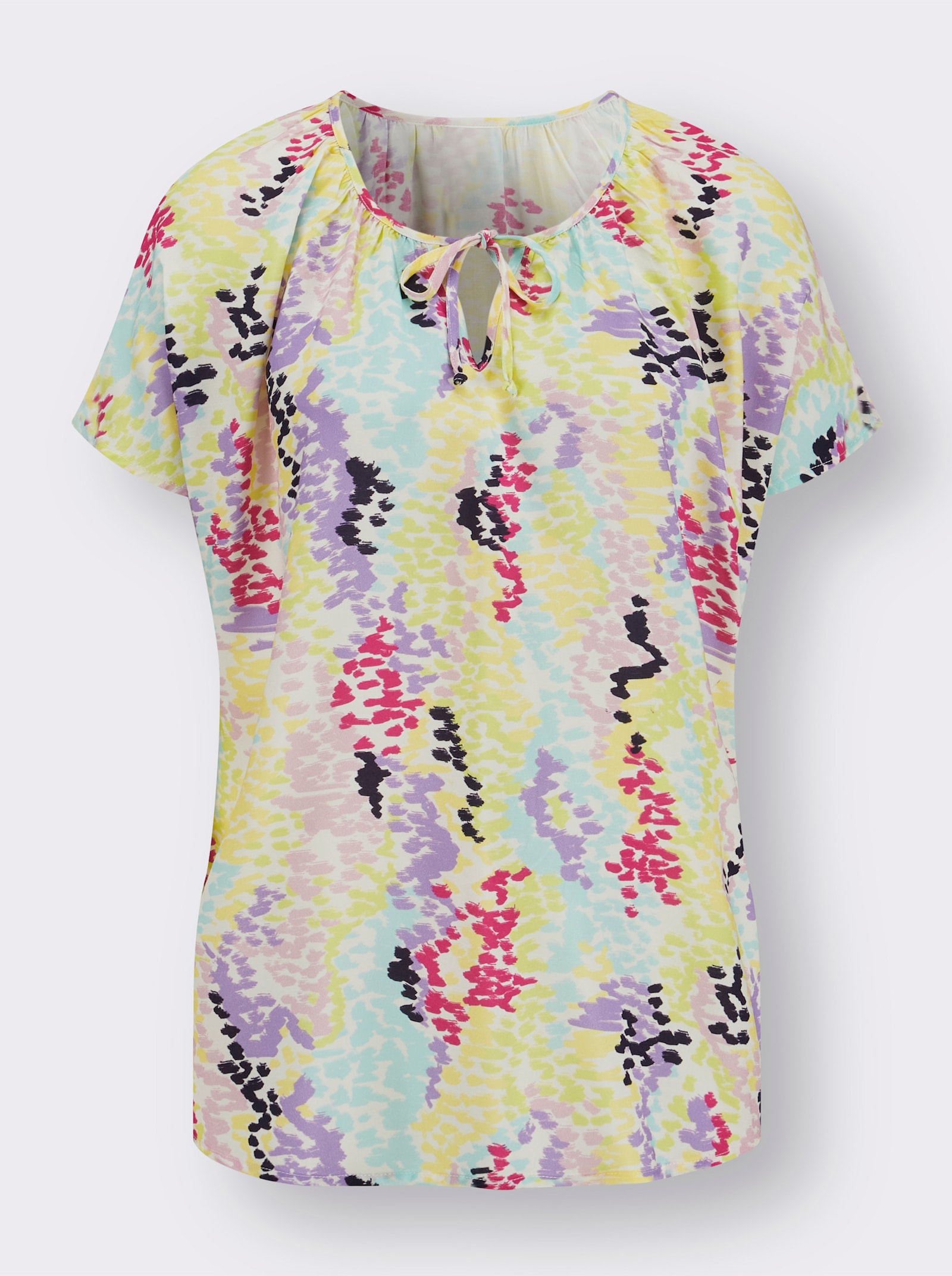 Druckbluse im farbenfrohen Dessin - zitrone-lavendel-bedruckt