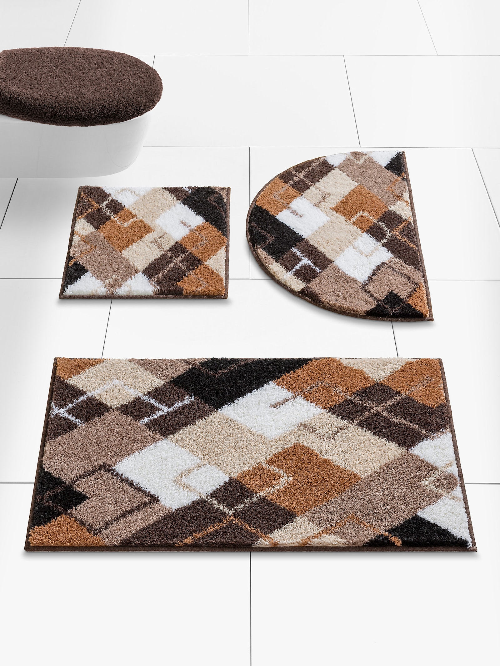 Grund Badmat - bruin gedessineerd