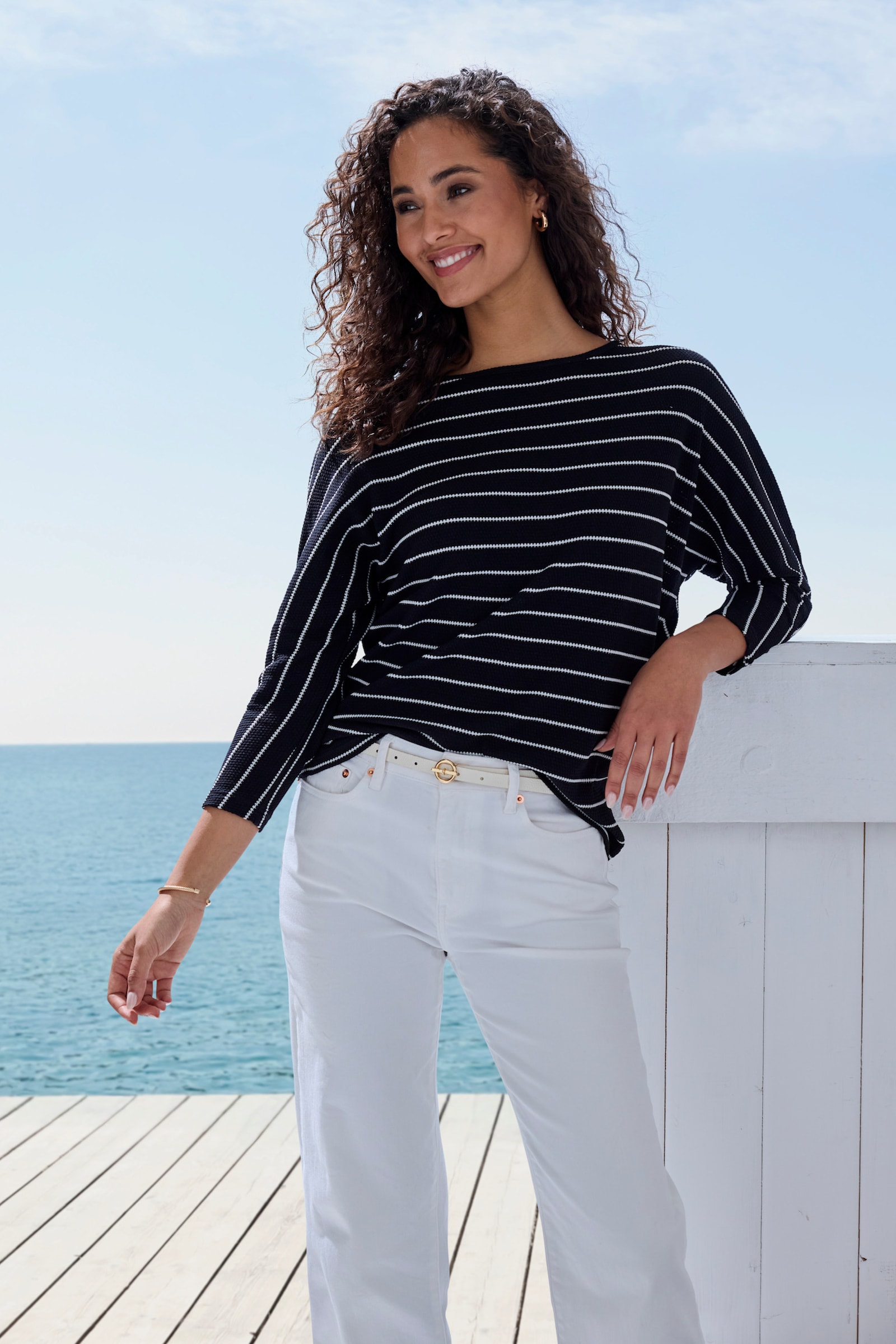 Vivance 3/4-Arm-Shirt - schwarz, weiß