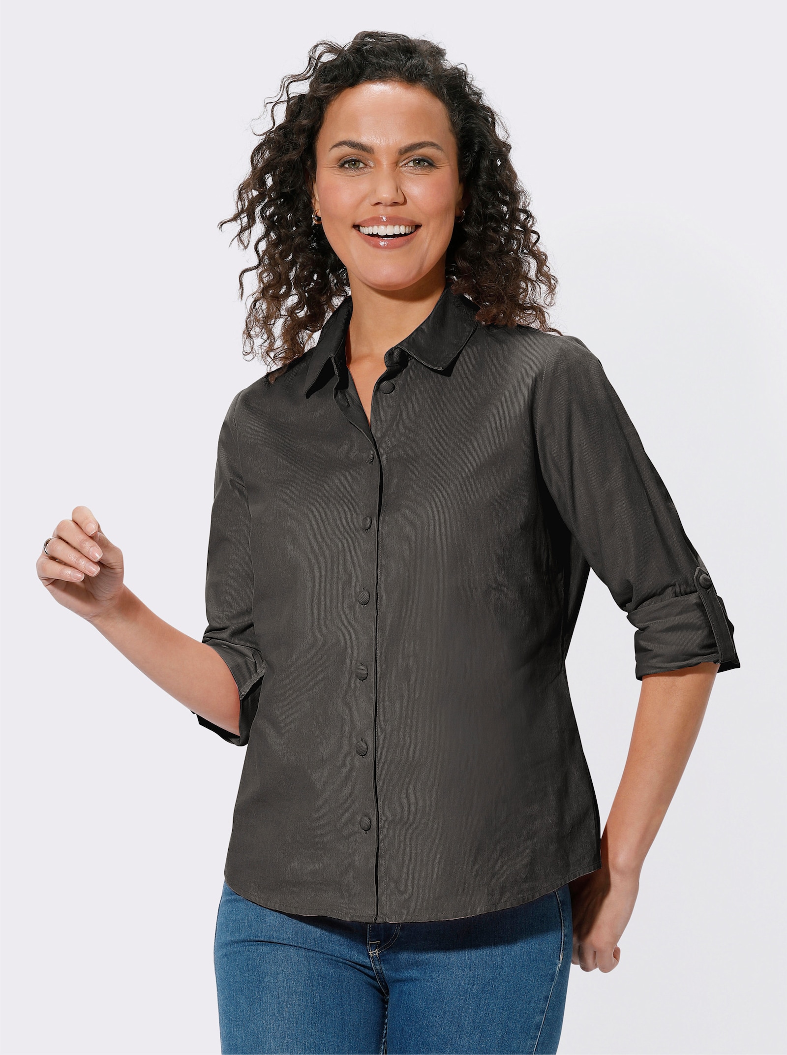 Hemdbluse in Cord-Qualität - graphit