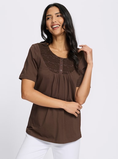 Kurzarmshirt in A-Form - schoko