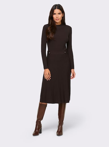 heine Strickkleid mit Zierriegel - schoko