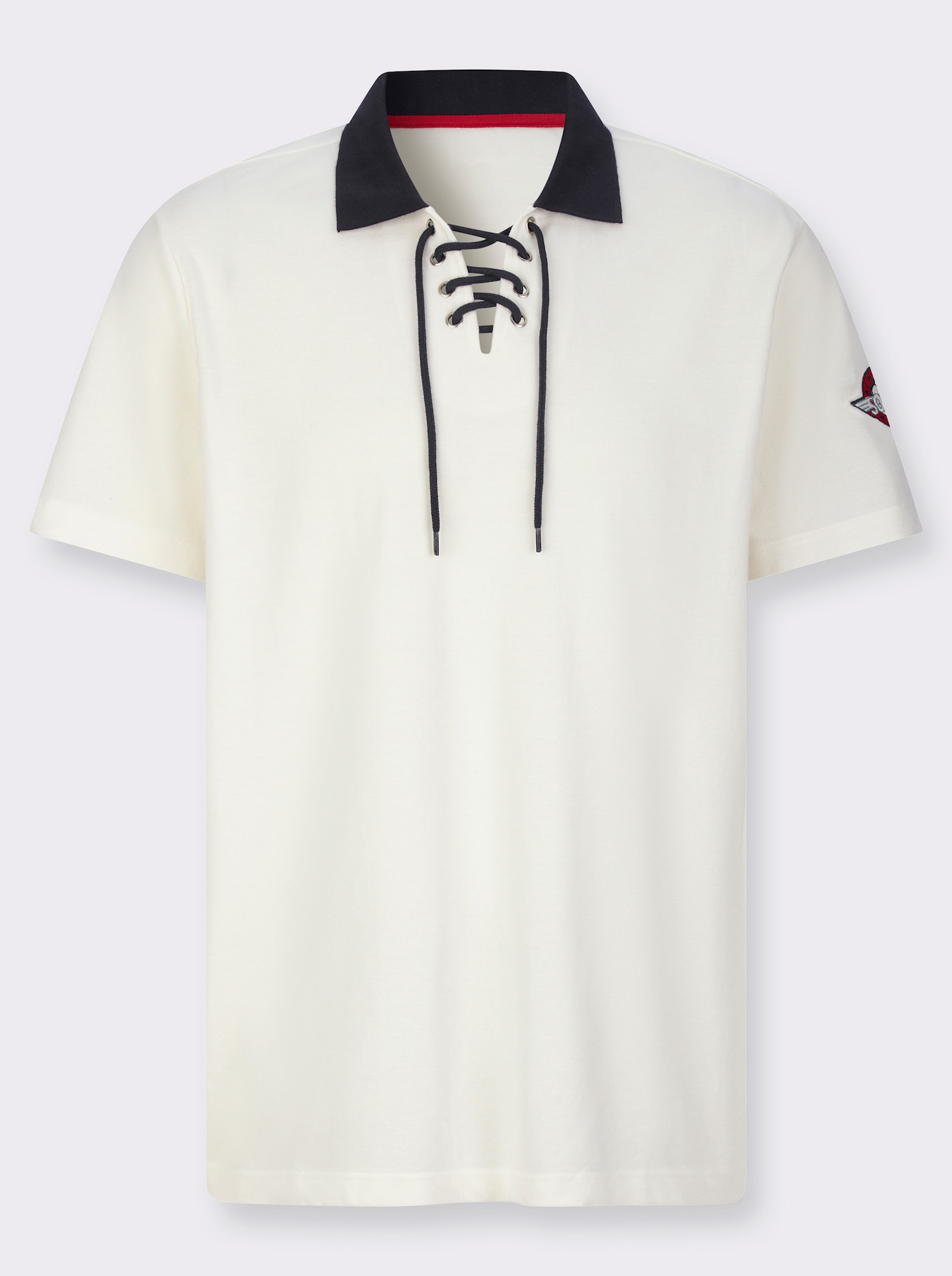 Polokošeľa, šnurovanie na výstrihu - svetlobéžová