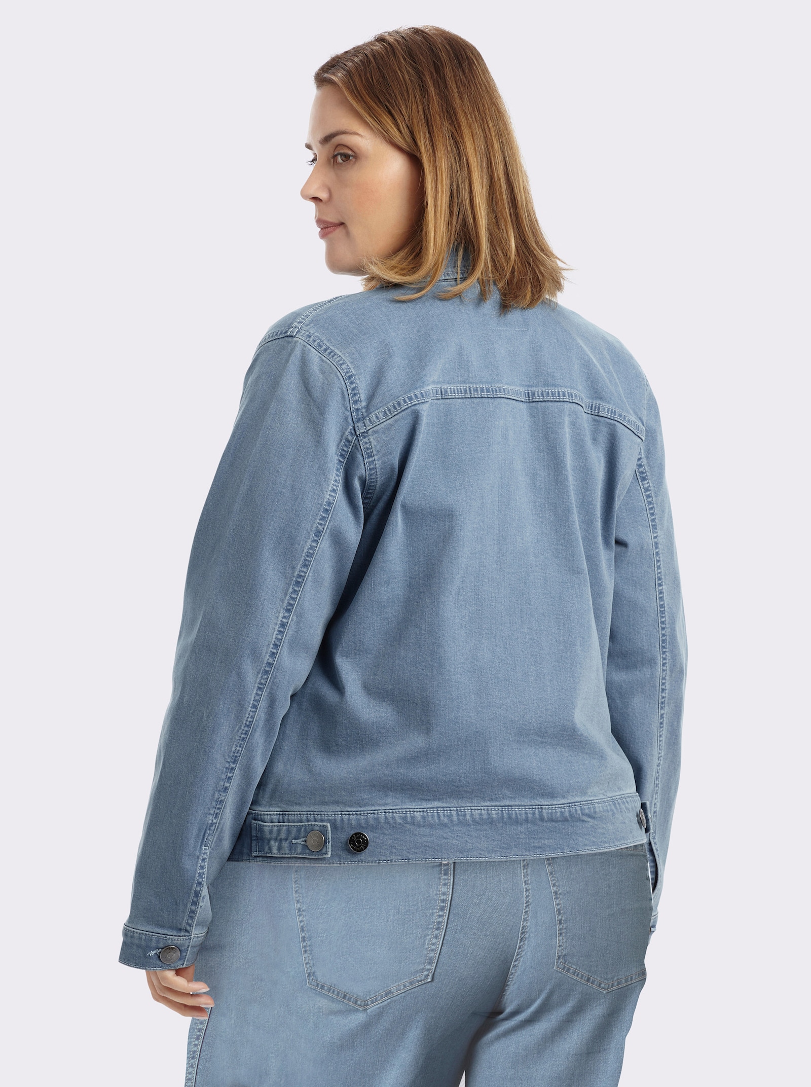 sheego Jeansjacke in Blousonform - blue-bleached