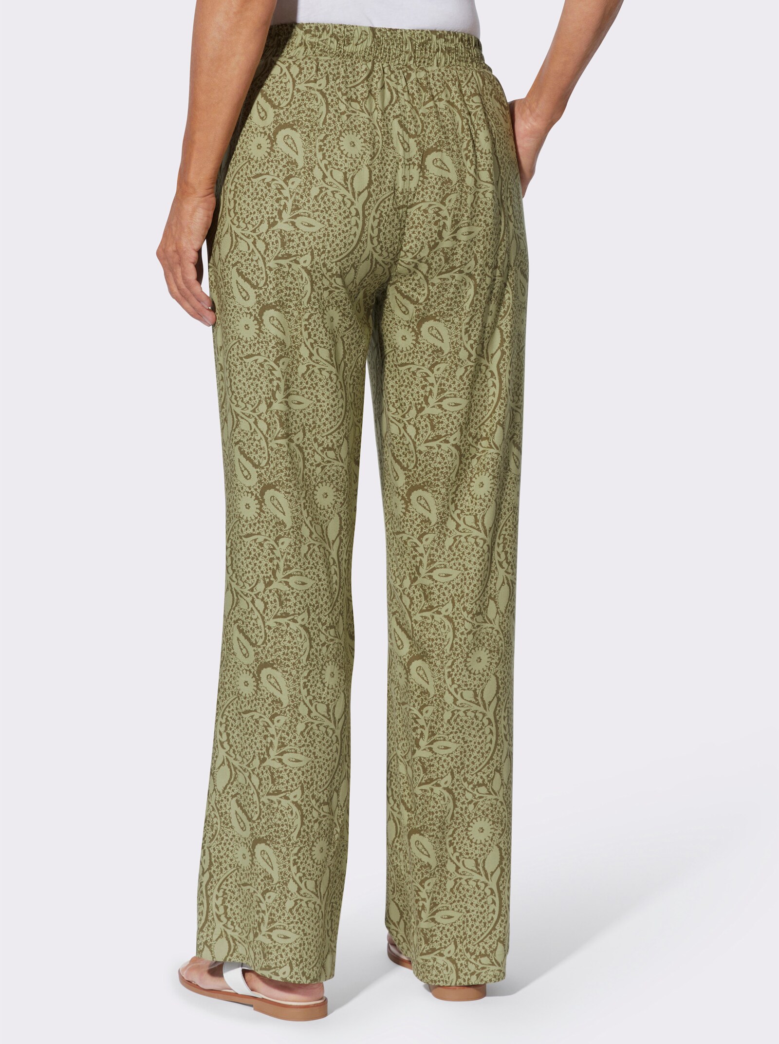Druckhose in Schlupfform - schilf-khaki-bedruckt