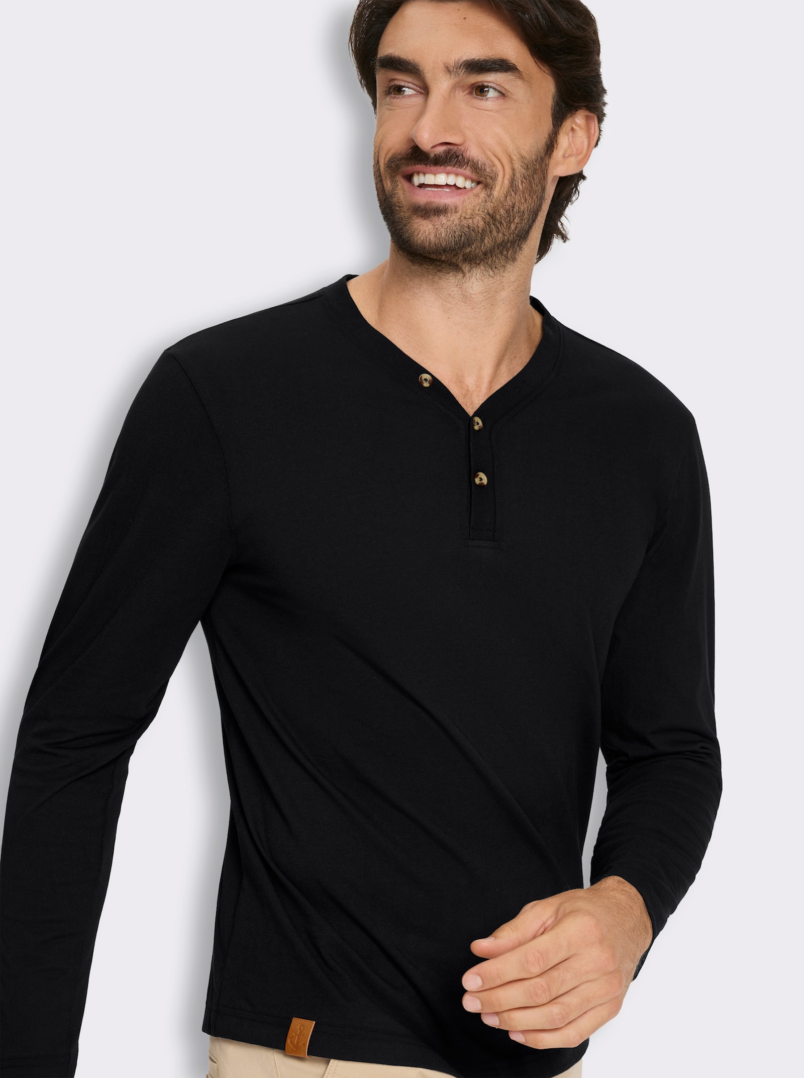 Langarmshirt im Doppelpack - schwarz + grau-meliert