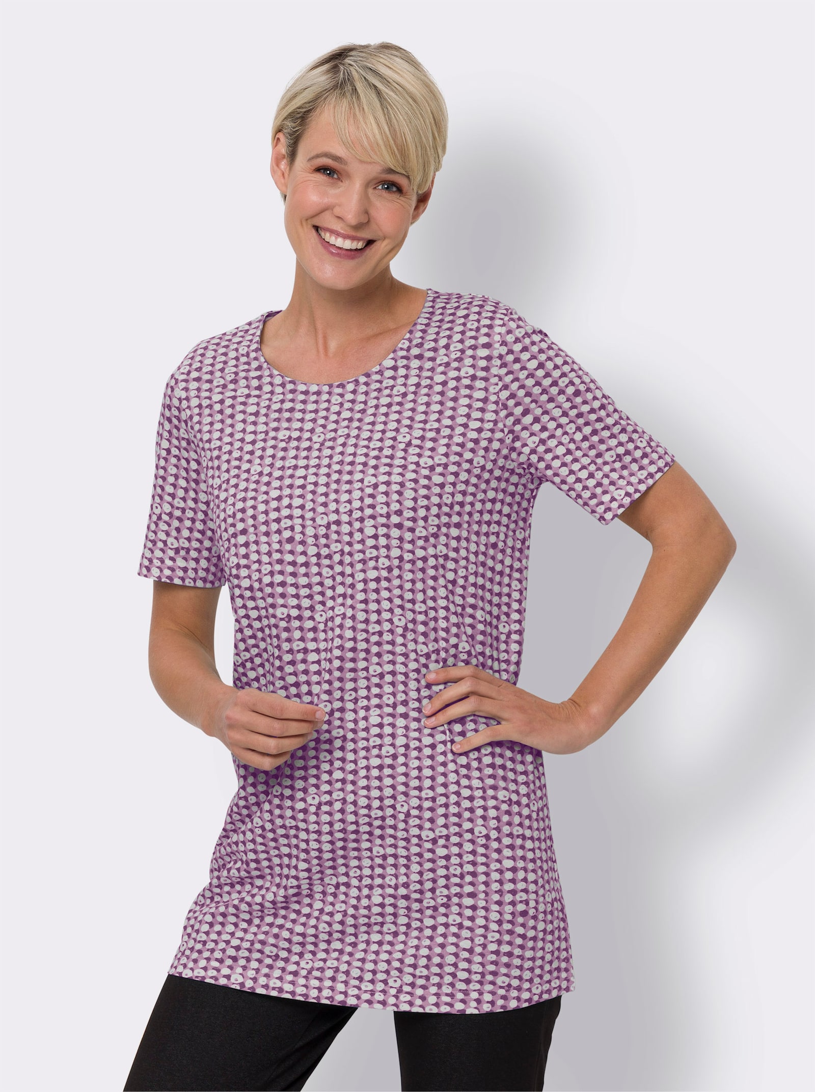 Longshirt mit Minimal-Muster - orchidee-lila-bedruckt