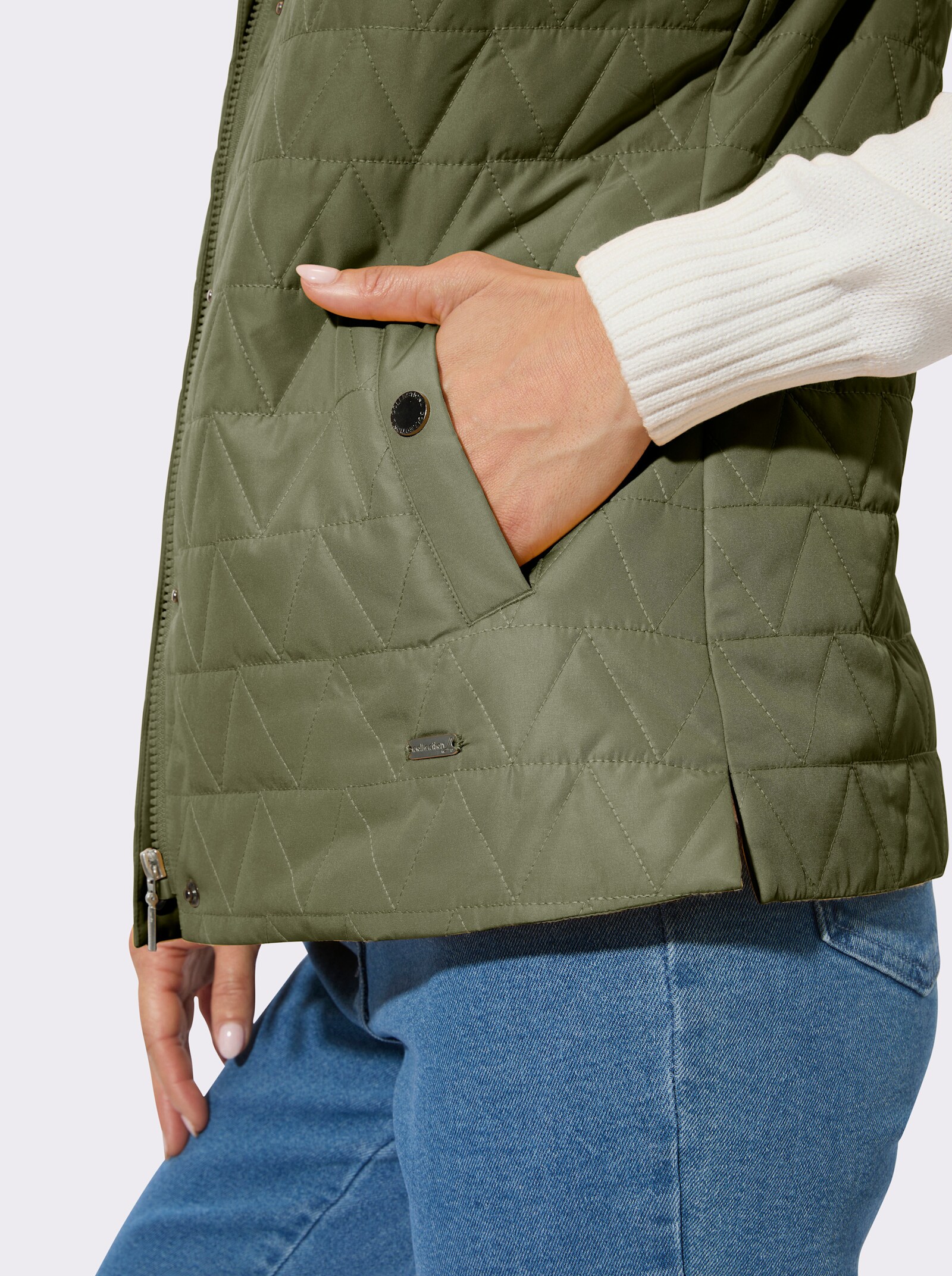 Steppweste mit Stehkragen - oliv