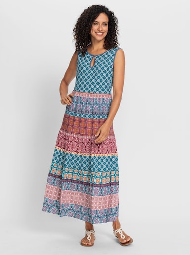 Stufenkleid mit Ornament-Druck - jeansblau-kirsche-bedruckt