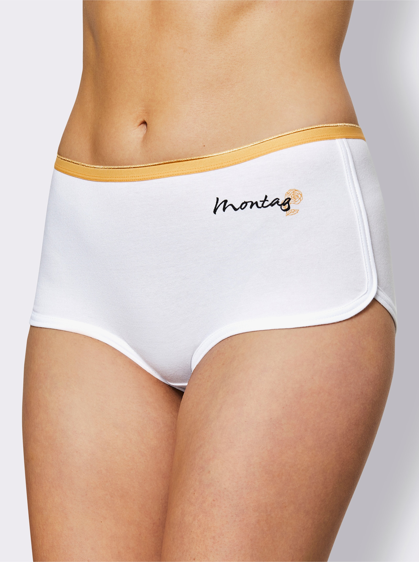 wäschepur Kalhotky s potiskem dnů v týdnu - bílá