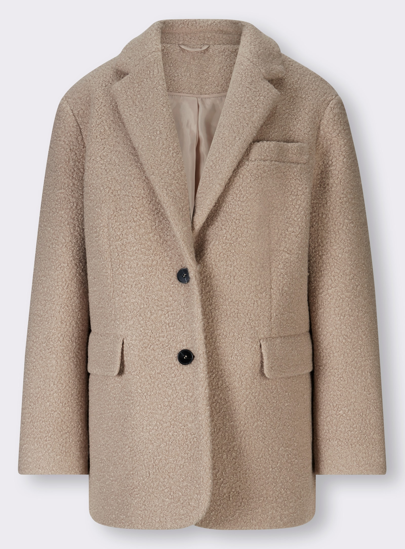 heine Bouclé-Blazer in gerader Form - sesam-ecru-meliert