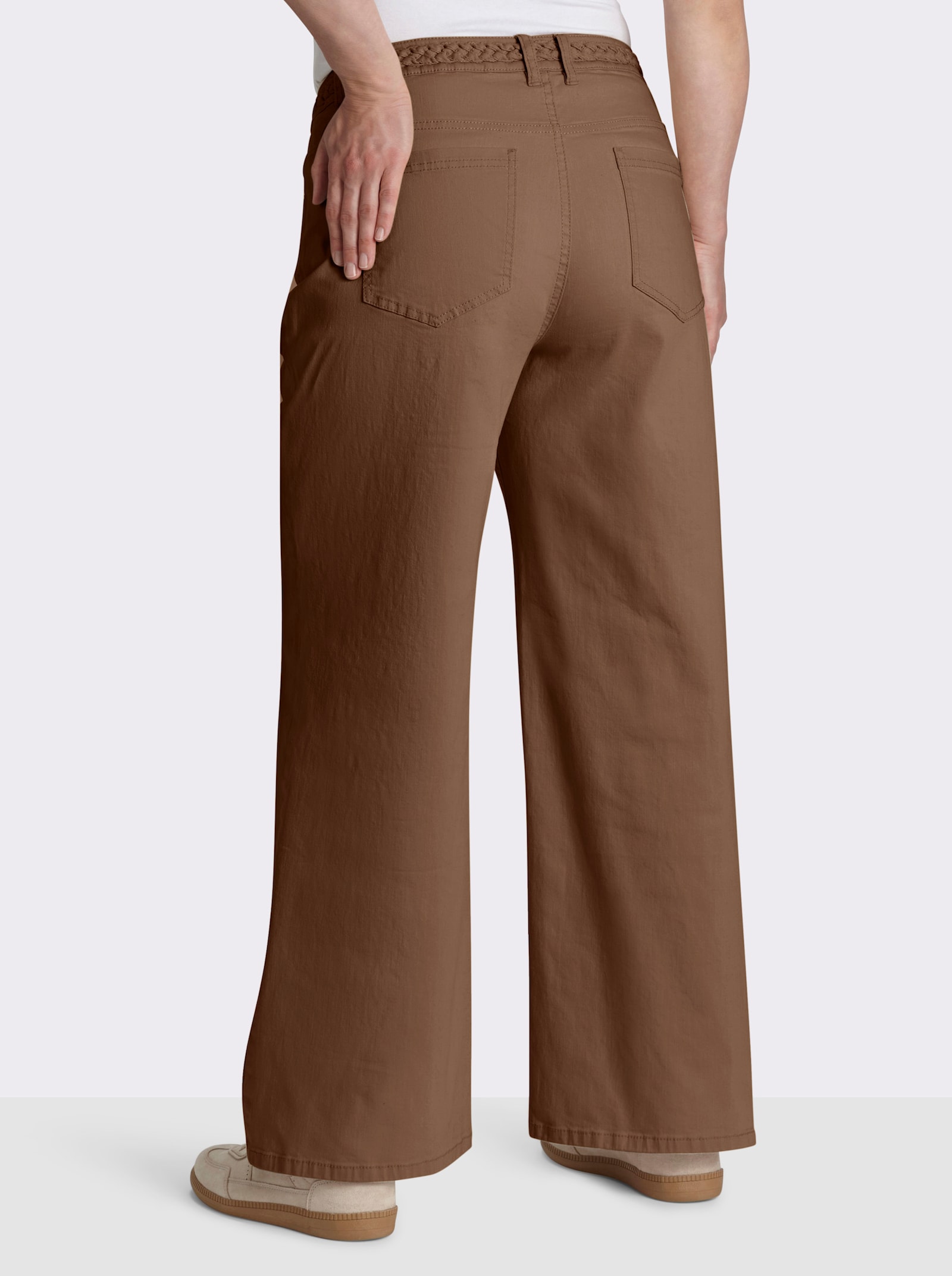 sheego Bootcuthose mit Flechtdetail am Bund - braun