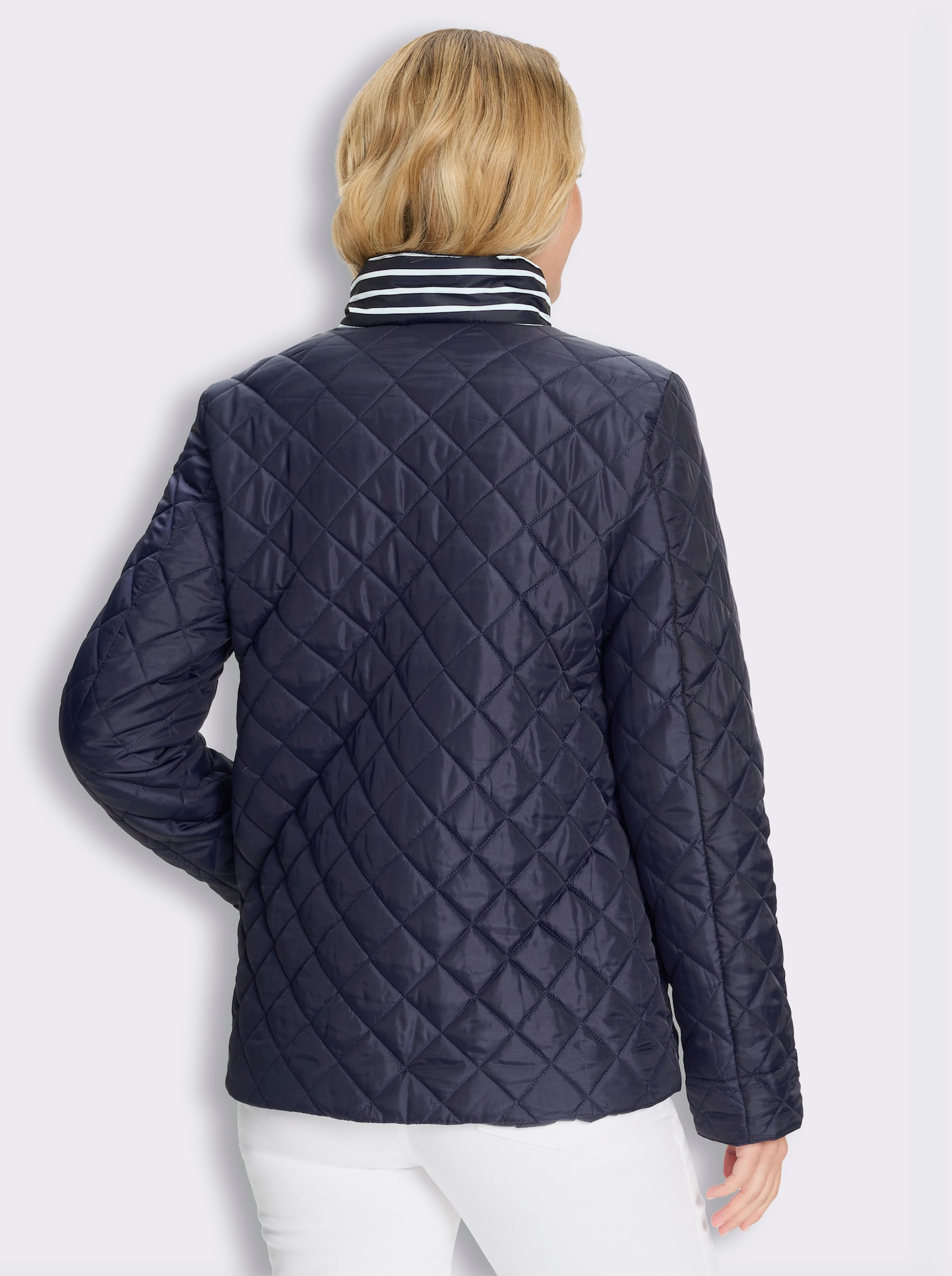 Steppjacke mit Streifen-Details - marine