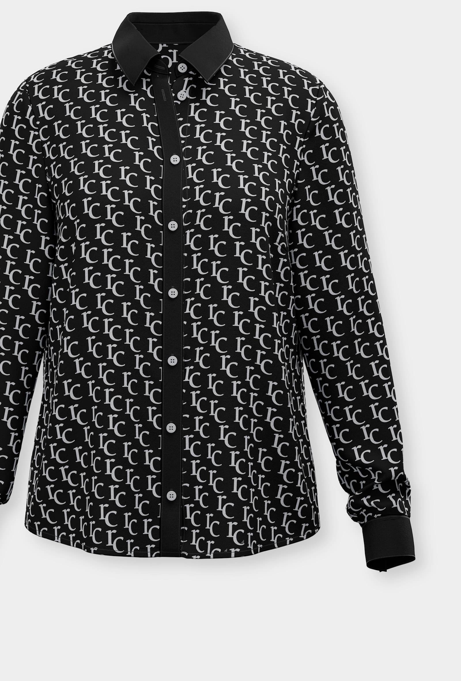 heine Hemdbluse in Crêpe-Qualität - schwarz-ecru-bedruckt