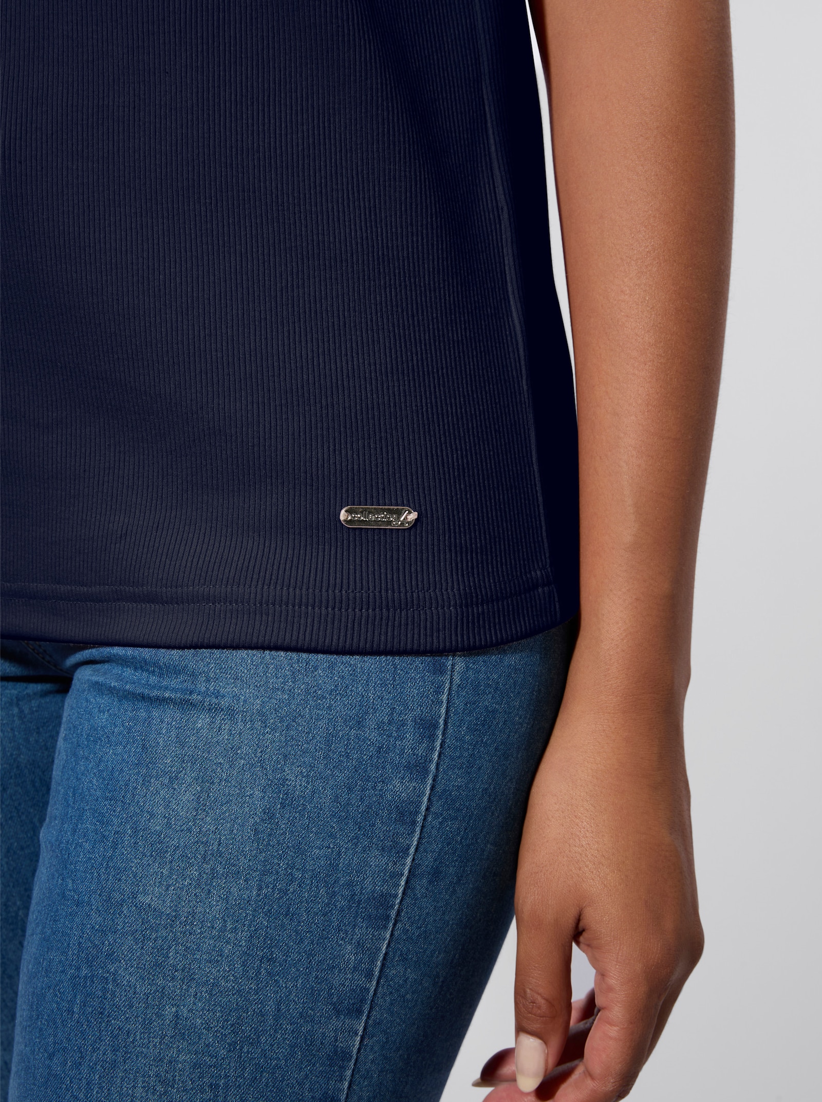 Shirt met opstaande kraag van katoen - marine